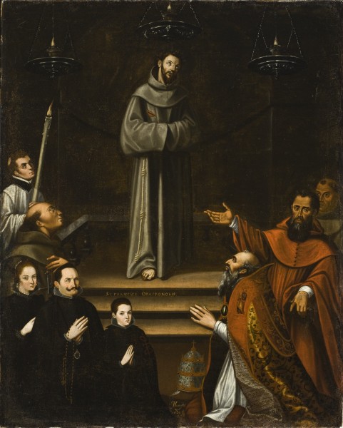 Saint Francis of Assisi Appearing before Pope Nicholas V, with Donors (La aparicion de San Francisco de Asis al Papa Nicolas V, con donantes) LACMA M.2008.85
