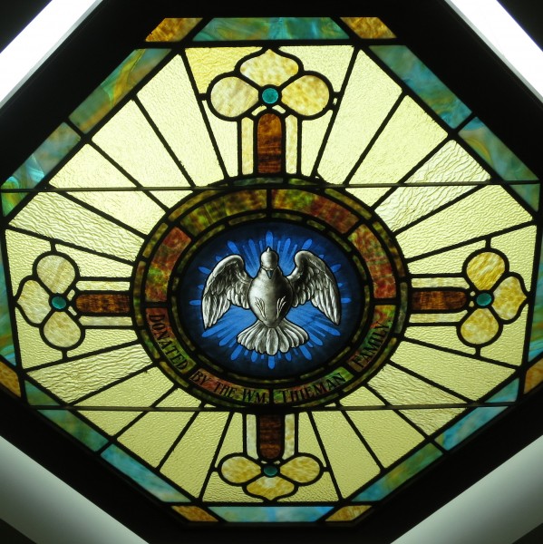 Saint John the Baptist Catholic Church (Dry Ridge, Ohio) - stained glass, baptismal font