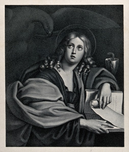 Saint John the Evangelist. Lithograph by J.G. Schreiner. Wellcome V0033500