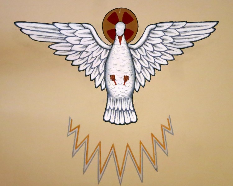 Saint Paul Church (Yellow Springs, Ohio) - chancel, painting of the Holy Spirit