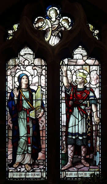 Saints Cecilia & Oswald window, St Oswald's, Bidston