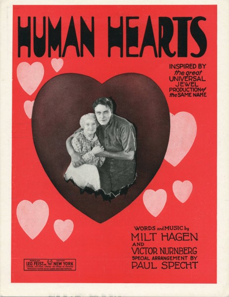 Sheet music cover - HUMAN HEARTS - FOX TROT BALLAD (1922)