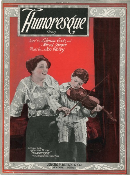 Sheet music cover - HUMORESQUE - SONG (1920)