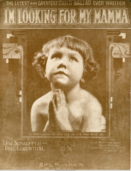 Sheet music cover - I'M LOOKING FOR MY MAMMA (1919)