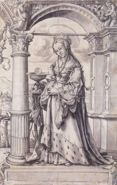 St Barbara, Design for a Stained Glass Window, by Hans Holbein the Younger