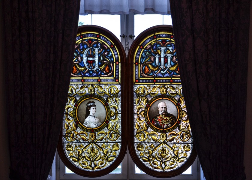 Stained glass windows in Gödöllő castle, Hungary