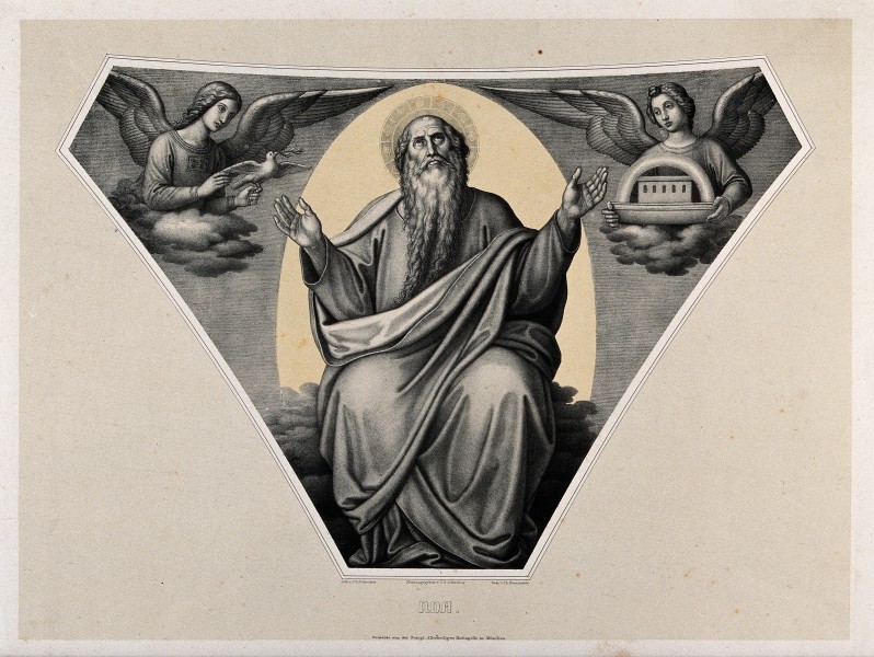 The canonised Noah. Lithograph by J.G. Schreiner, c. 1840. Wellcome V0034402