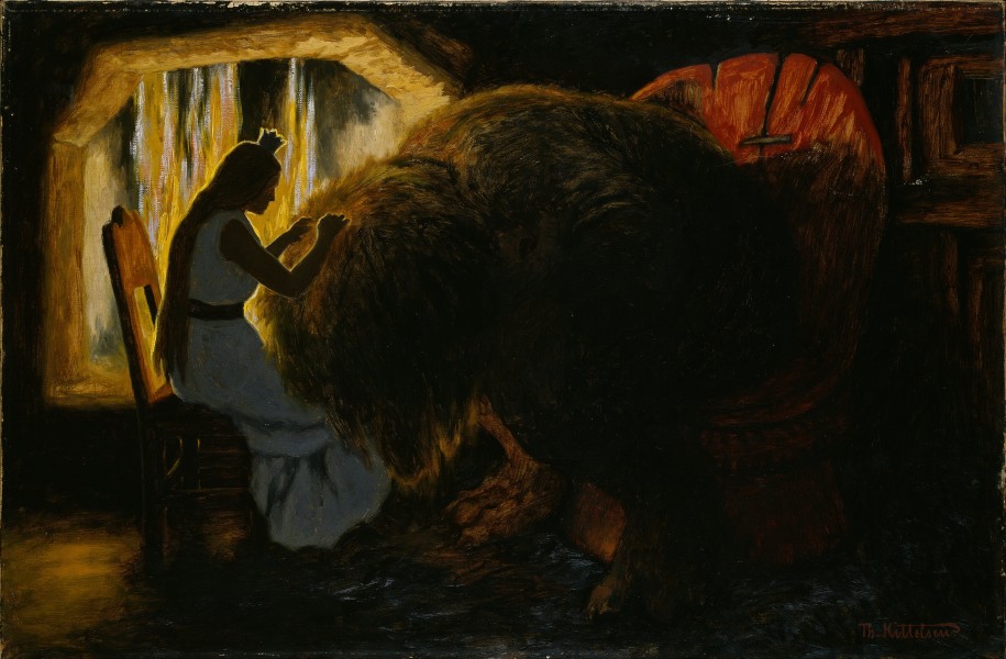 Theodor Kittelsen - The Princess picking Lice from the Troll - Google Art Project