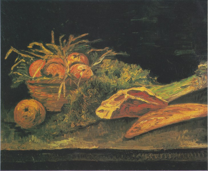 Van Gogh - Stillleben mit Apfelkorb, Fleisch und Brötchen