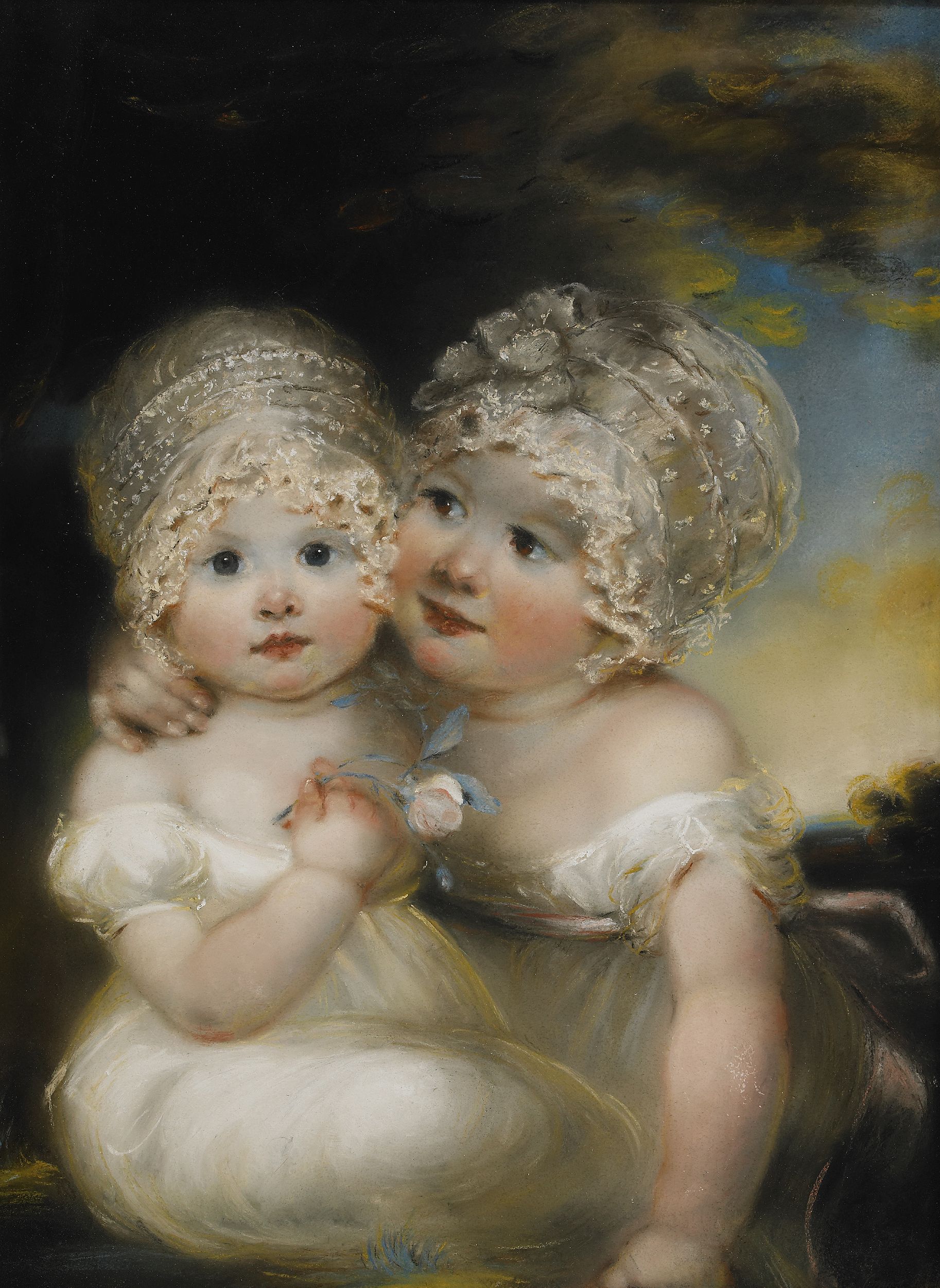 Russell Two small girls with bonnets