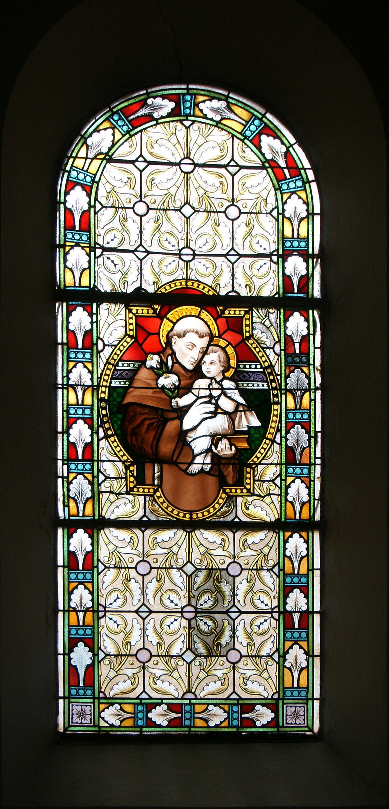 Saint Anthony of Padua on stained glass window - J Schnitzler