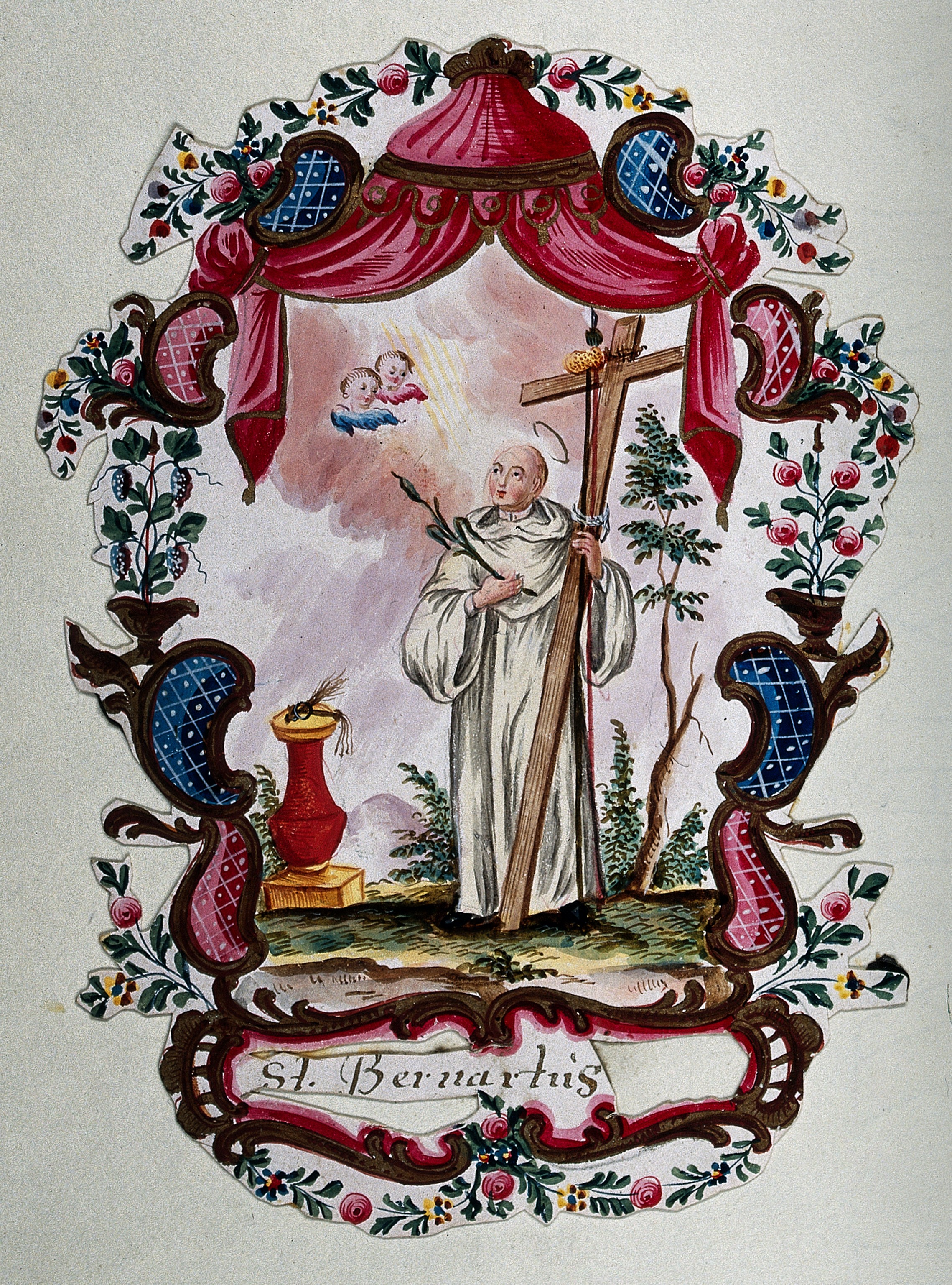 Saint Bernard of Clairvaux. Gouache painting. Wellcome V0031717