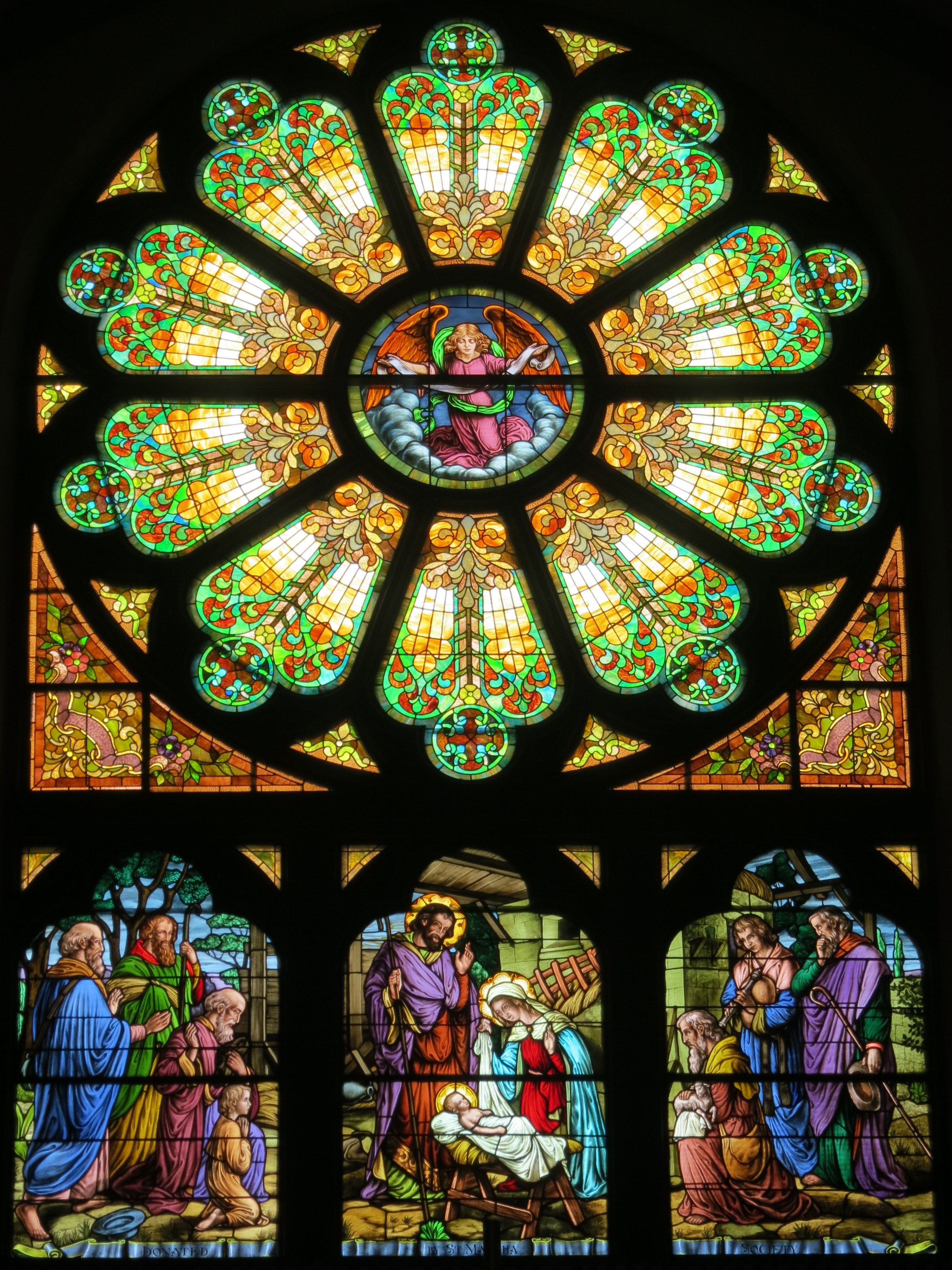Saint Joseph Catholic Church (Wapakoneta, Ohio) - stained glass, transept, Adoration of the Shepherds