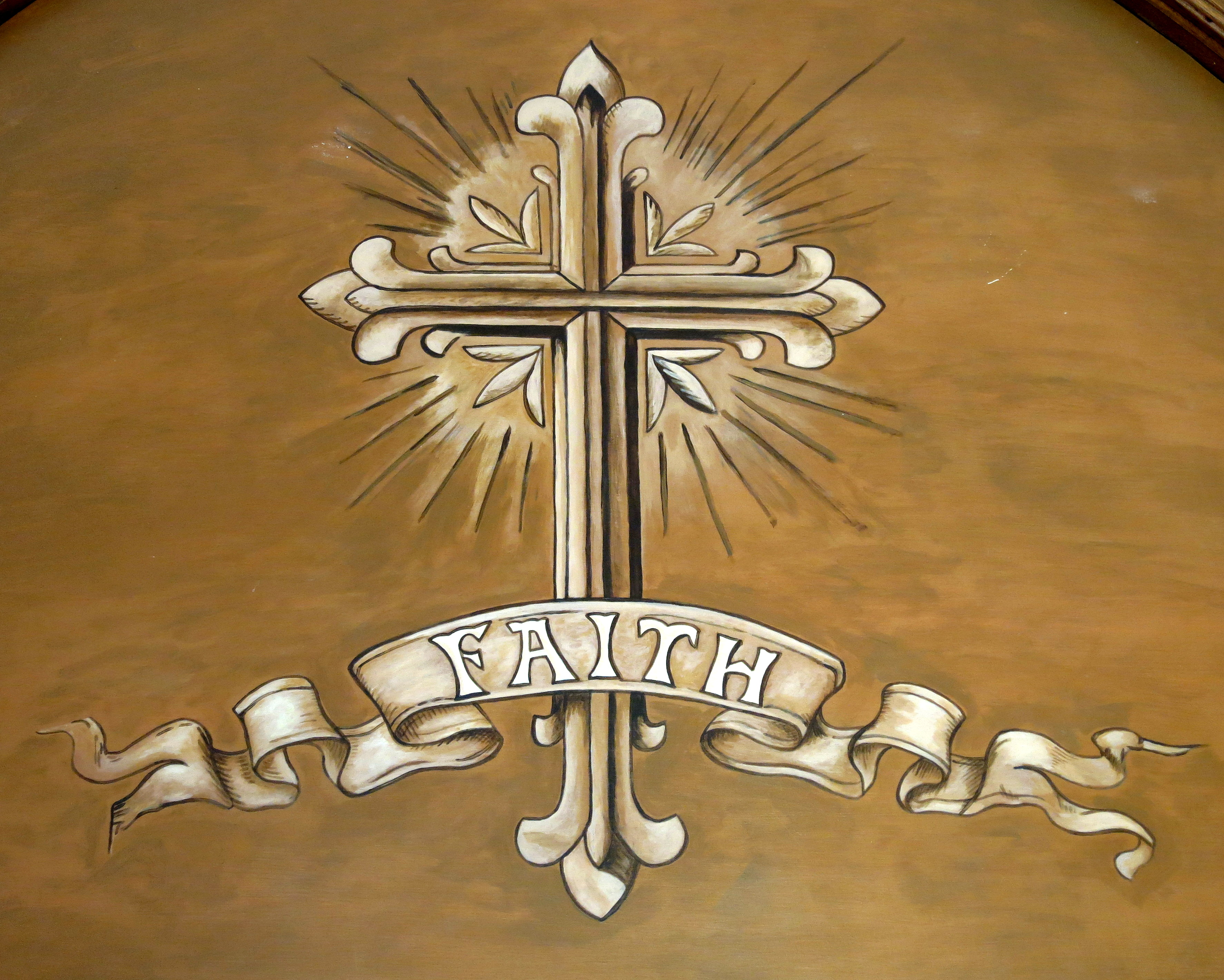 Saint Luke Catholic Church (Danville, Ohio) - tympanum painting - Cross, Faith