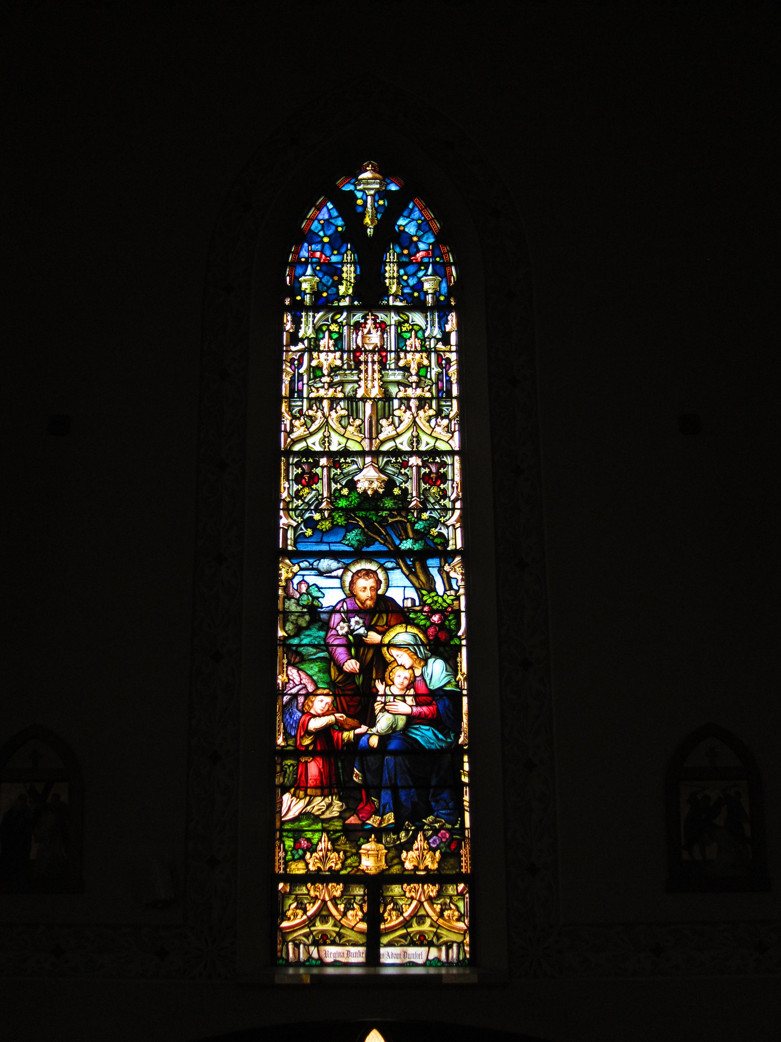 Saint Mary of the Assumption Catholic Church (C-bus, OH), stained glass, north wall, The Holy Family