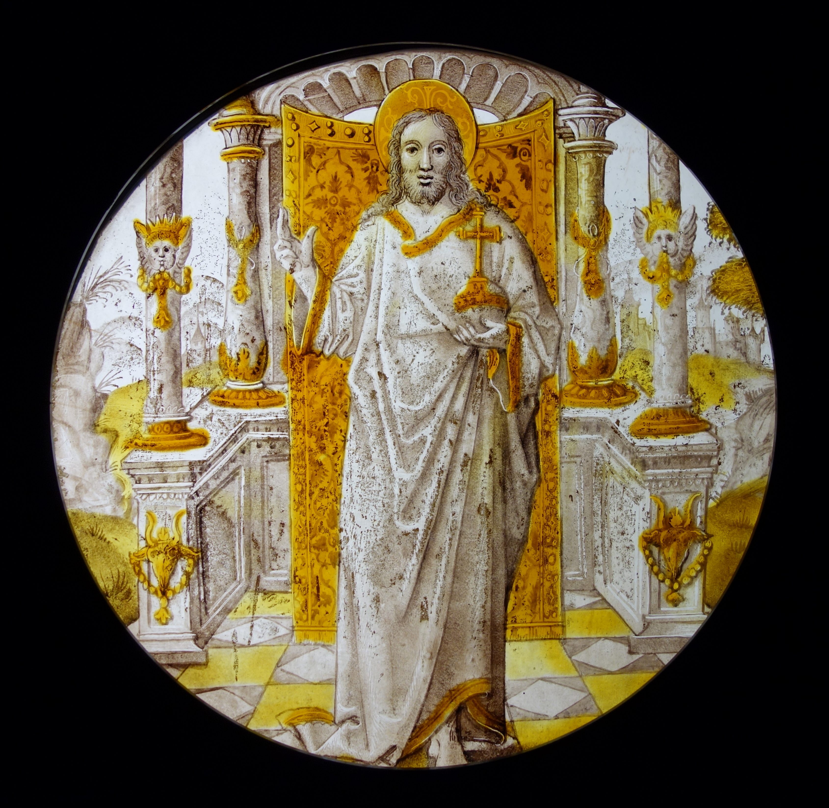 Salvator Mundi, Leuven, c. 1525, stained glass - Museum M - Leuven, Belgium - DSC05002