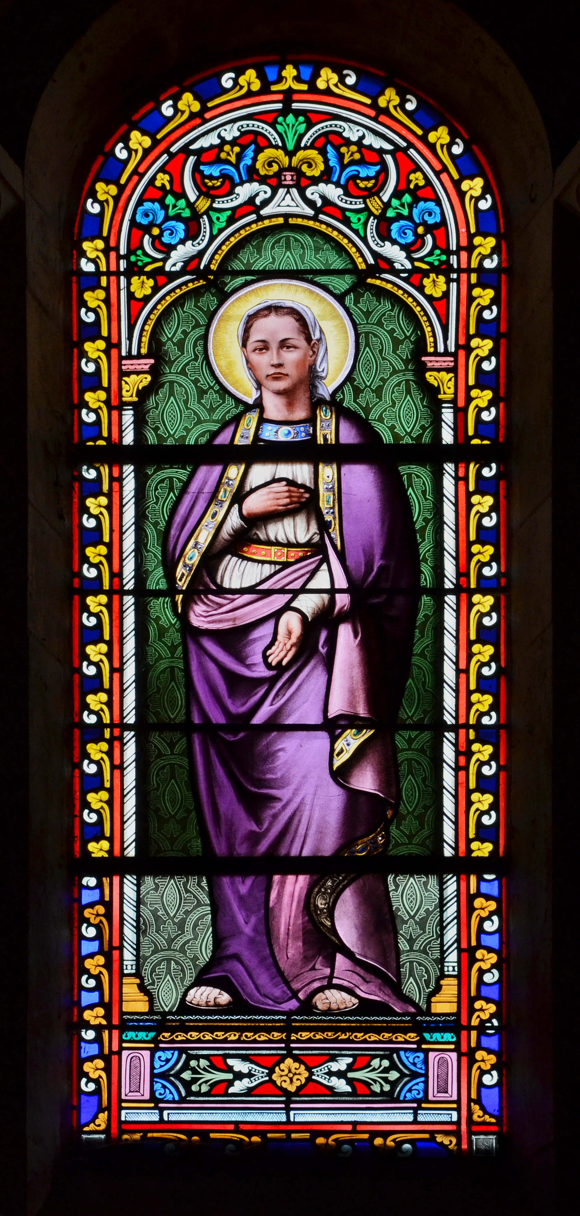 Sauzé-Vaussais 79 Église Vitrail Ste Bernadette 2014