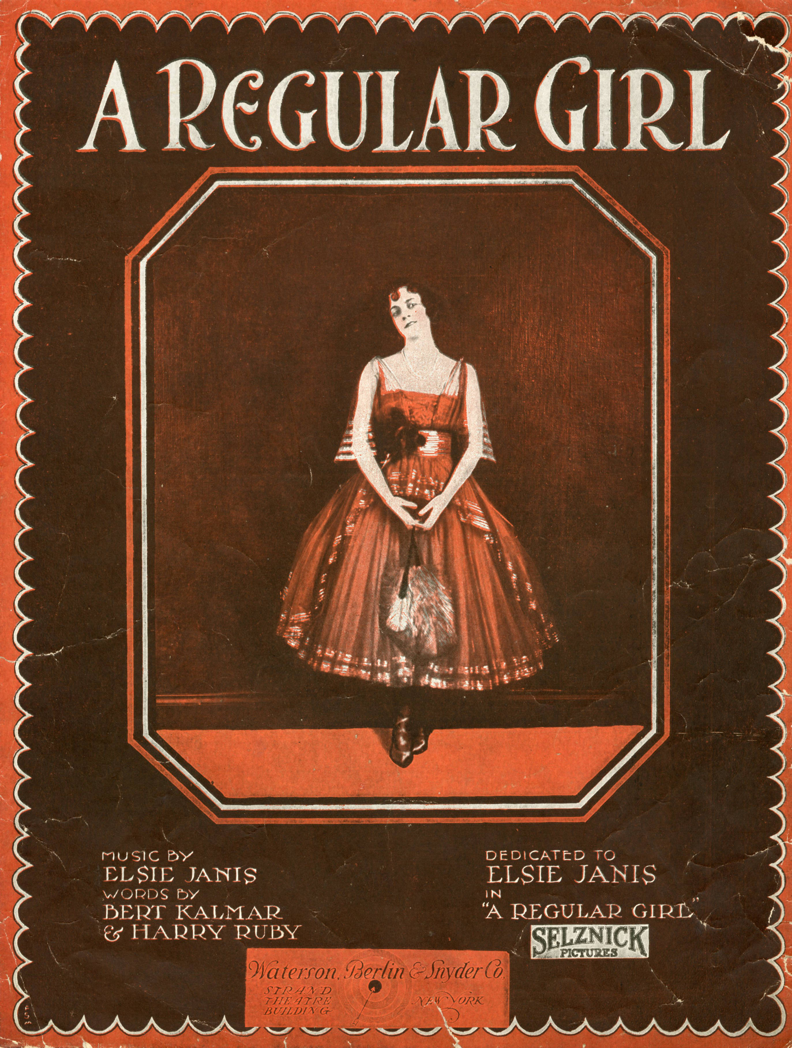 Sheet music cover - A REGULAR GIRL (1919)