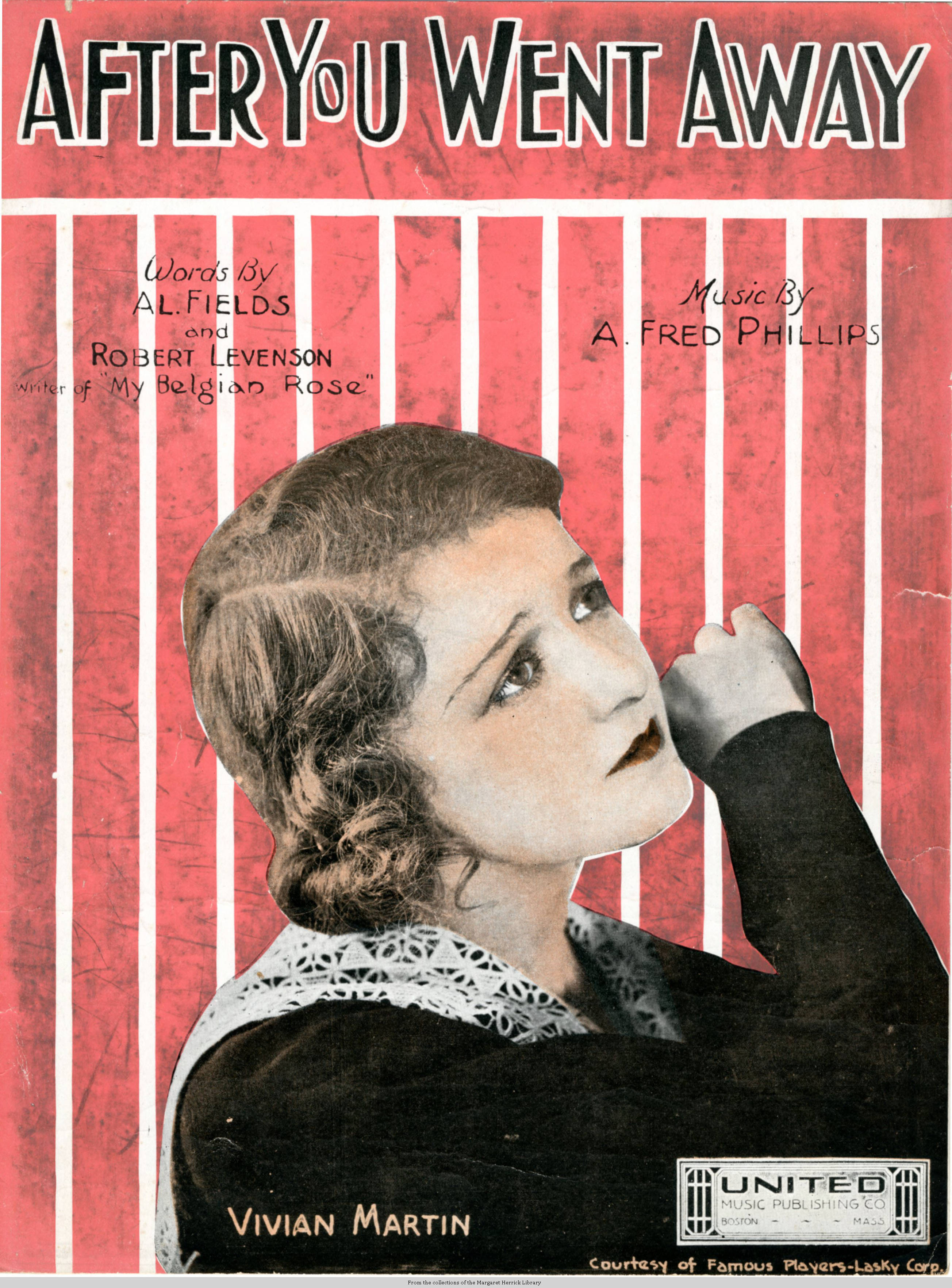 Sheet music cover - AFTER YOU WENT AWAY (1919)