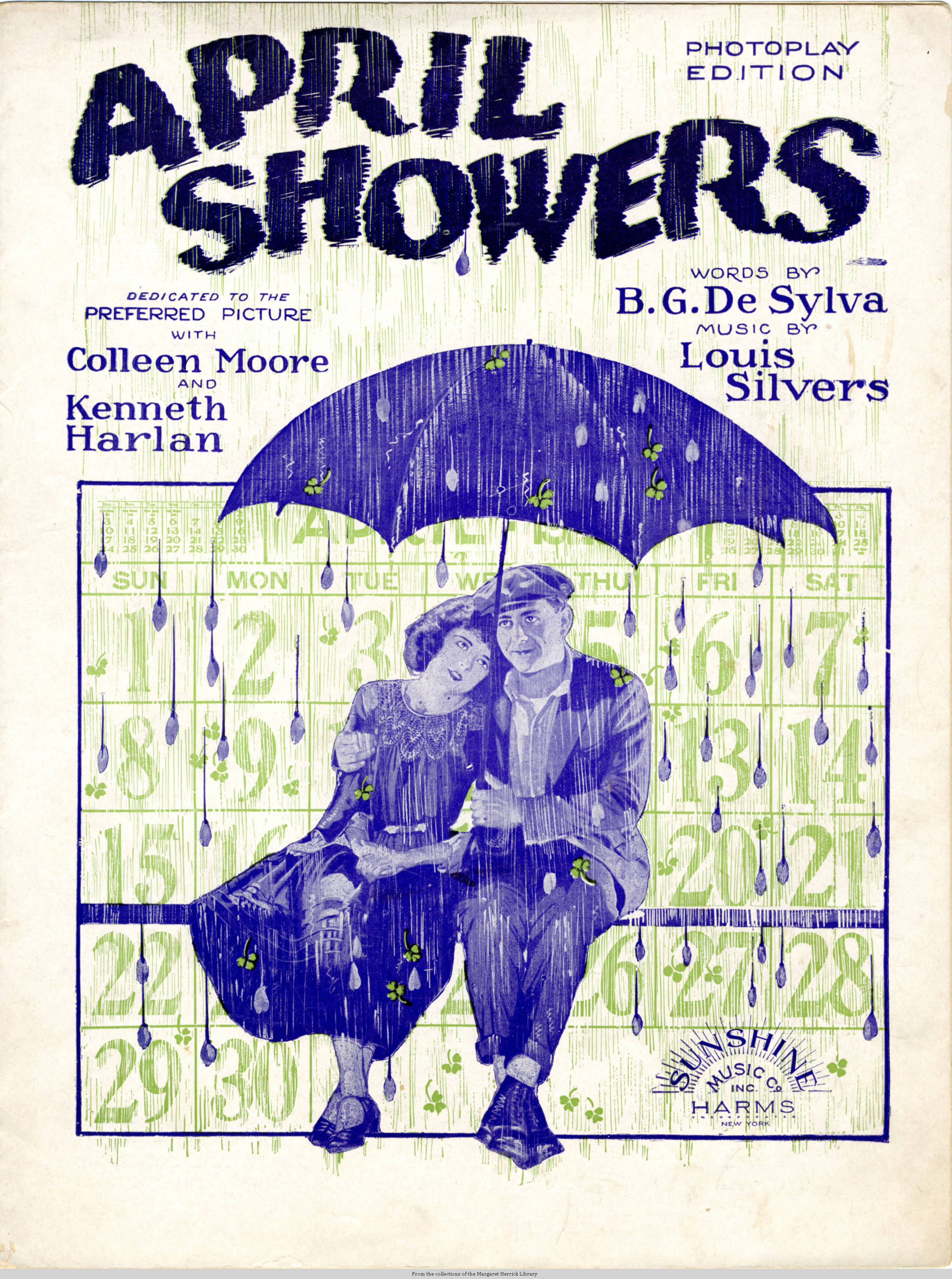 Sheet music cover - APRIL SHOWERS (1923)
