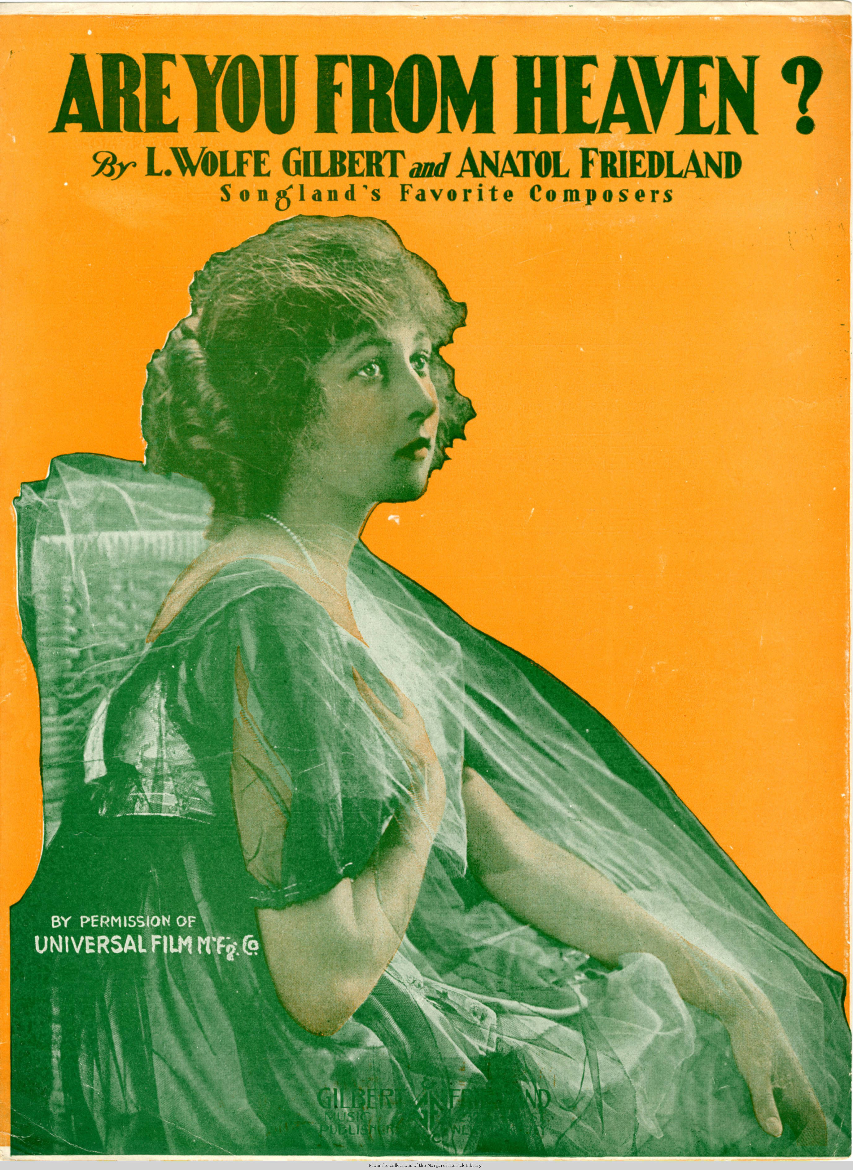 Sheet music cover - ARE YOU FROM HEAVEN? (1917)