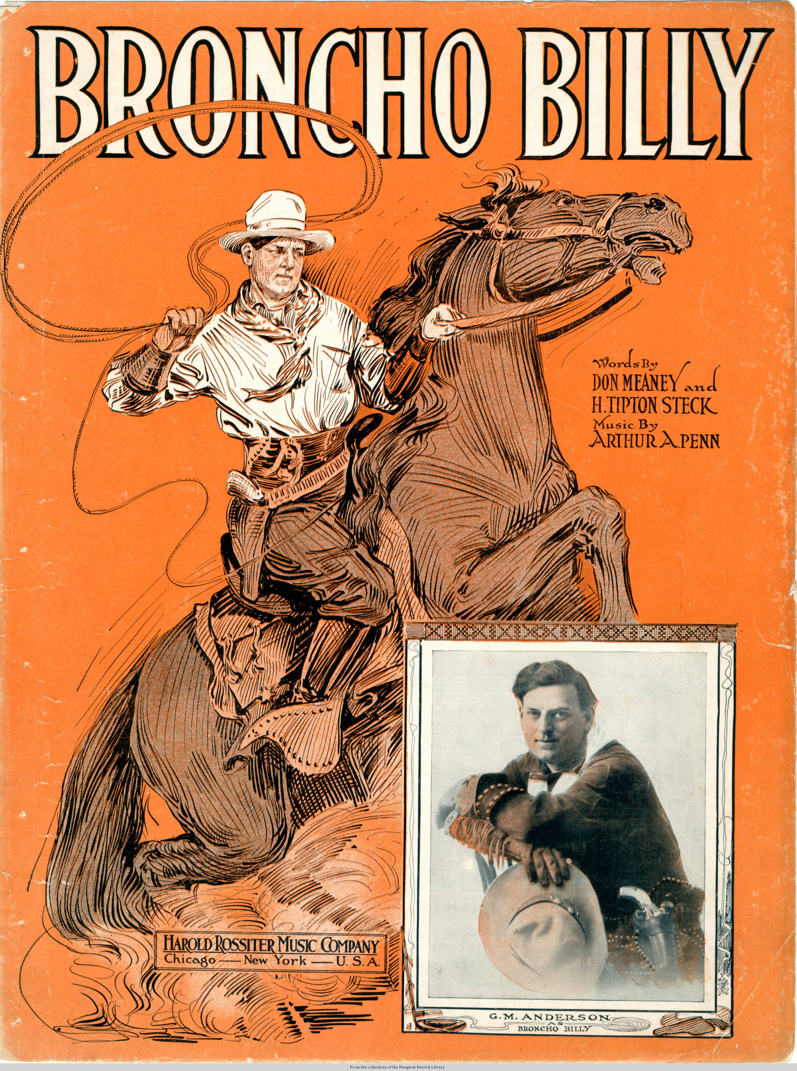 Sheet music cover - BRONCHO BILLY (1914)