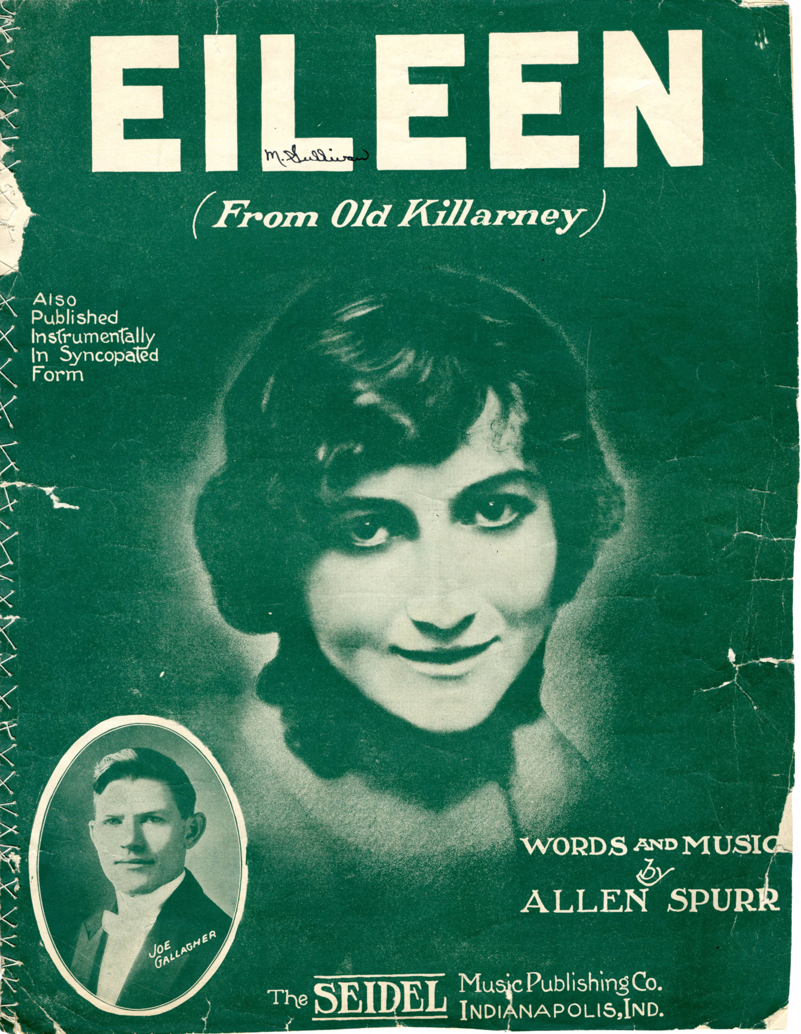 Sheet music cover - EILEEN - FROM OLD KILLARNEY (1914)