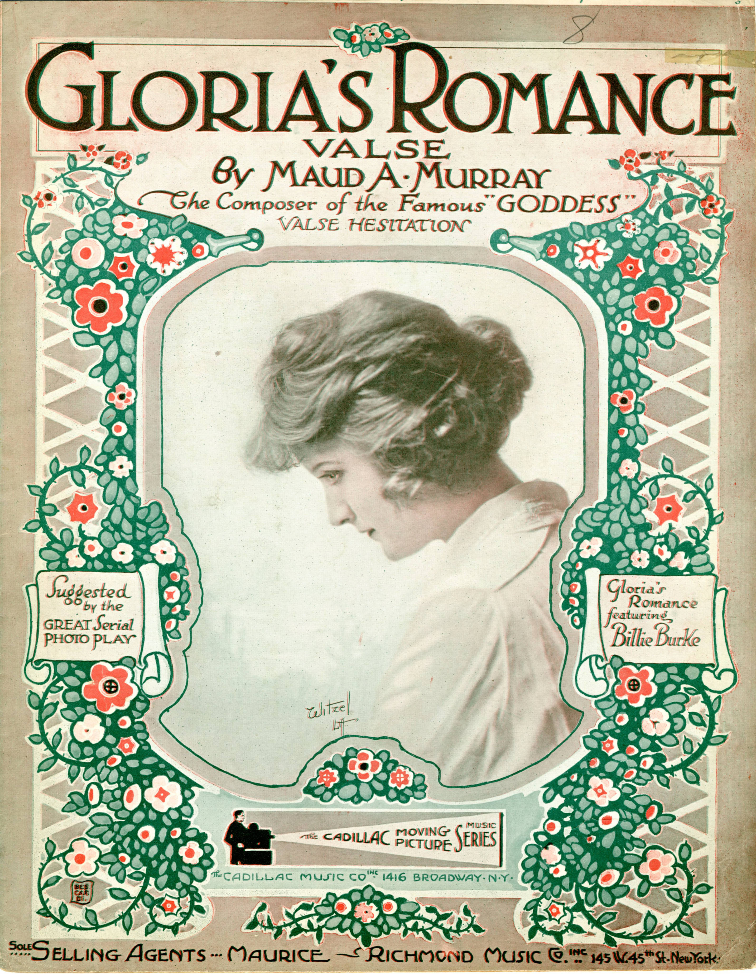 Sheet music cover - GLORIA'S ROMANCE - VALSE (1916)