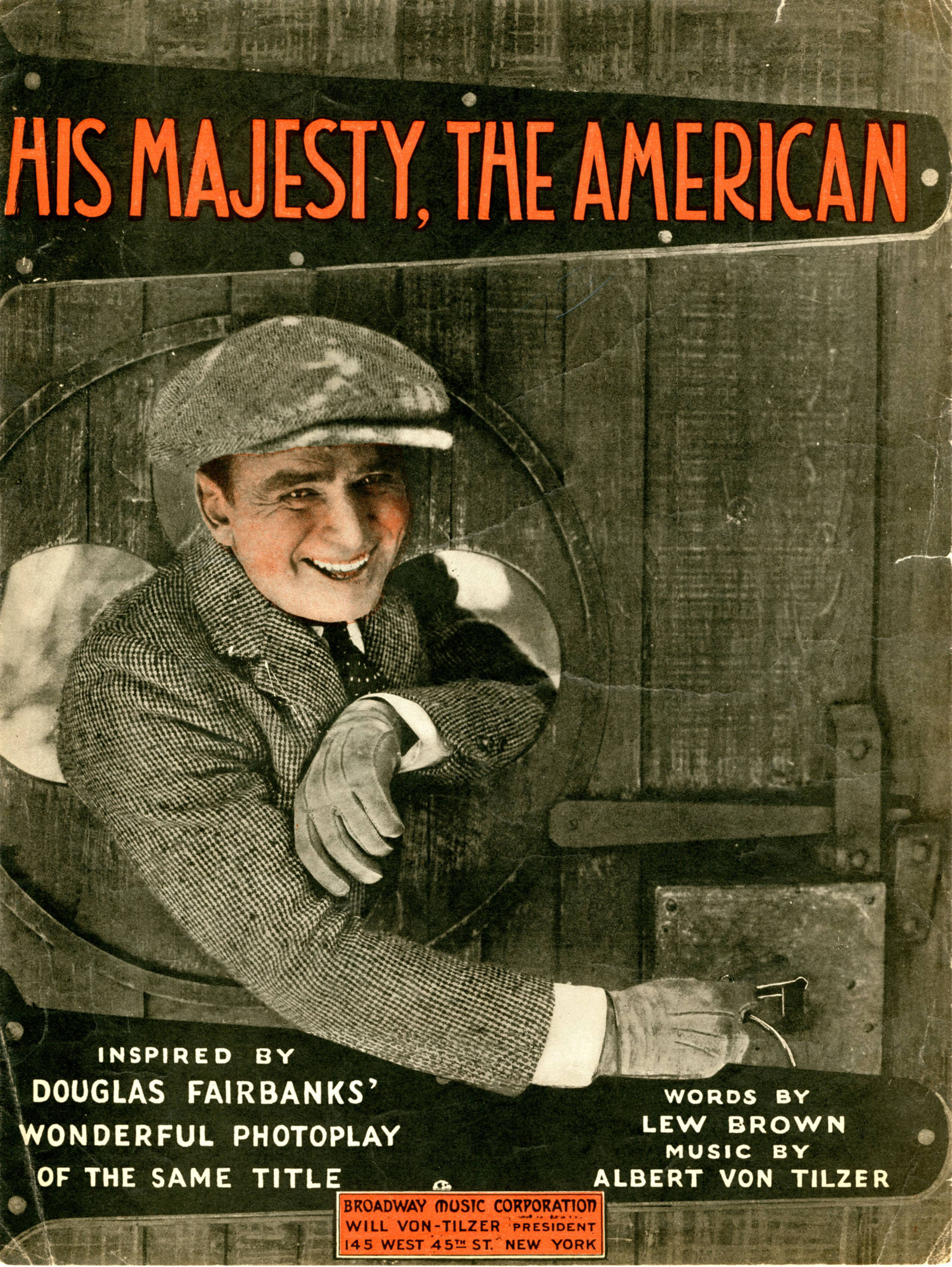 Sheet music cover - HIS MAJESTY, THE AMERICAN (1919)