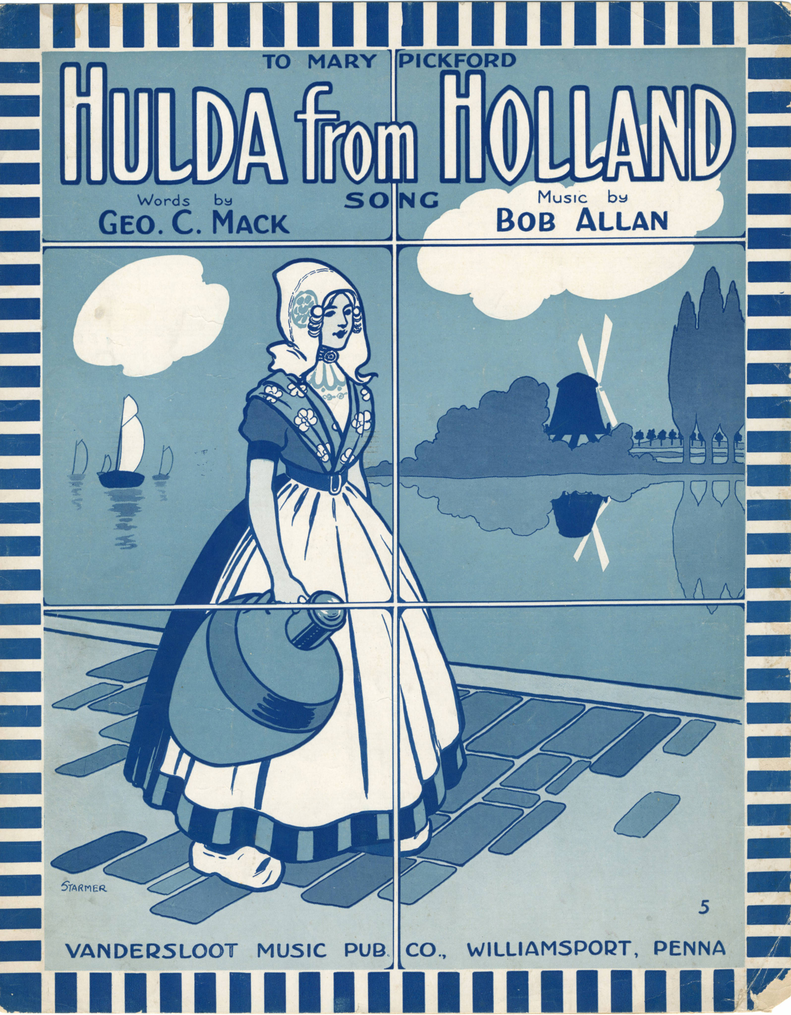 Sheet music cover - HULDA FROM HOLLAND (1917)
