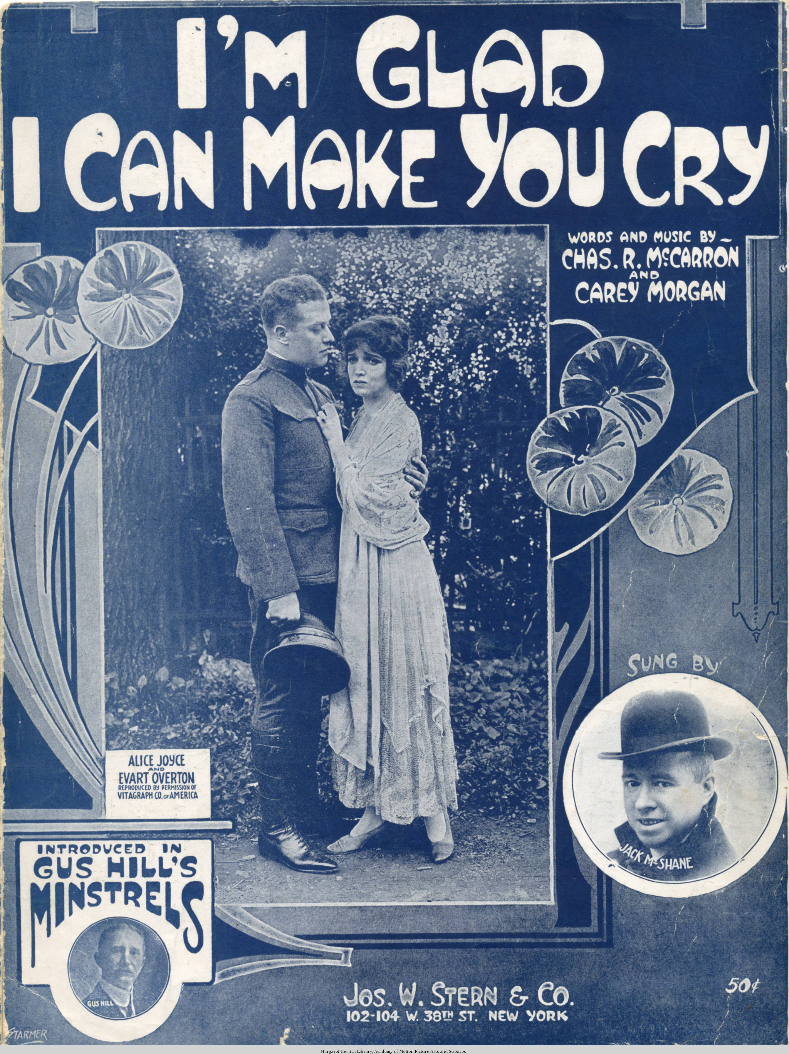 Sheet music cover - I'M GLAD I CAN MAKE YOU CRY (1918)