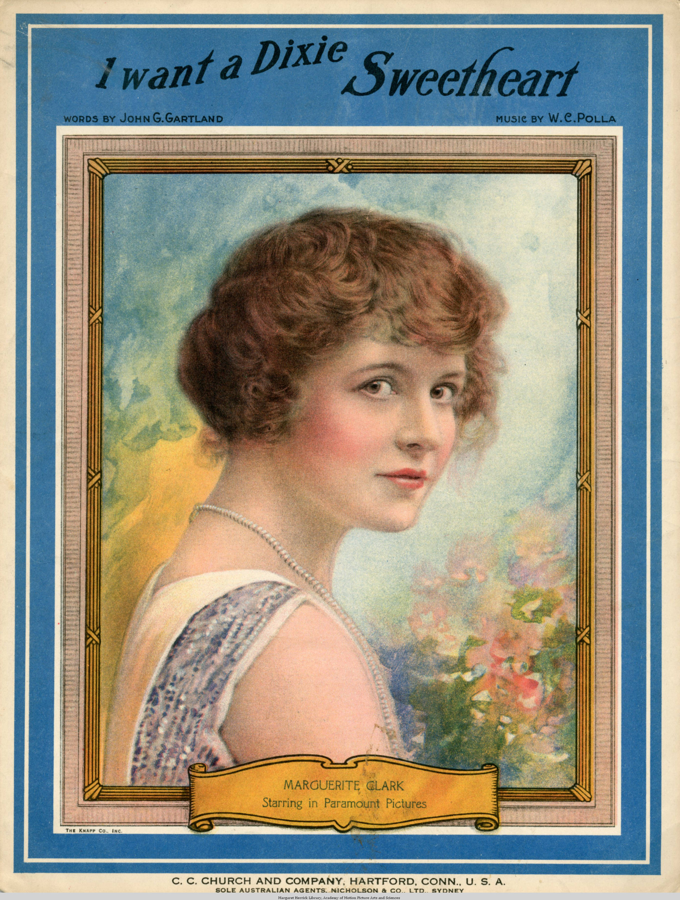 Sheet music cover - I WANT A DIXIE SWEETHEART (1919)