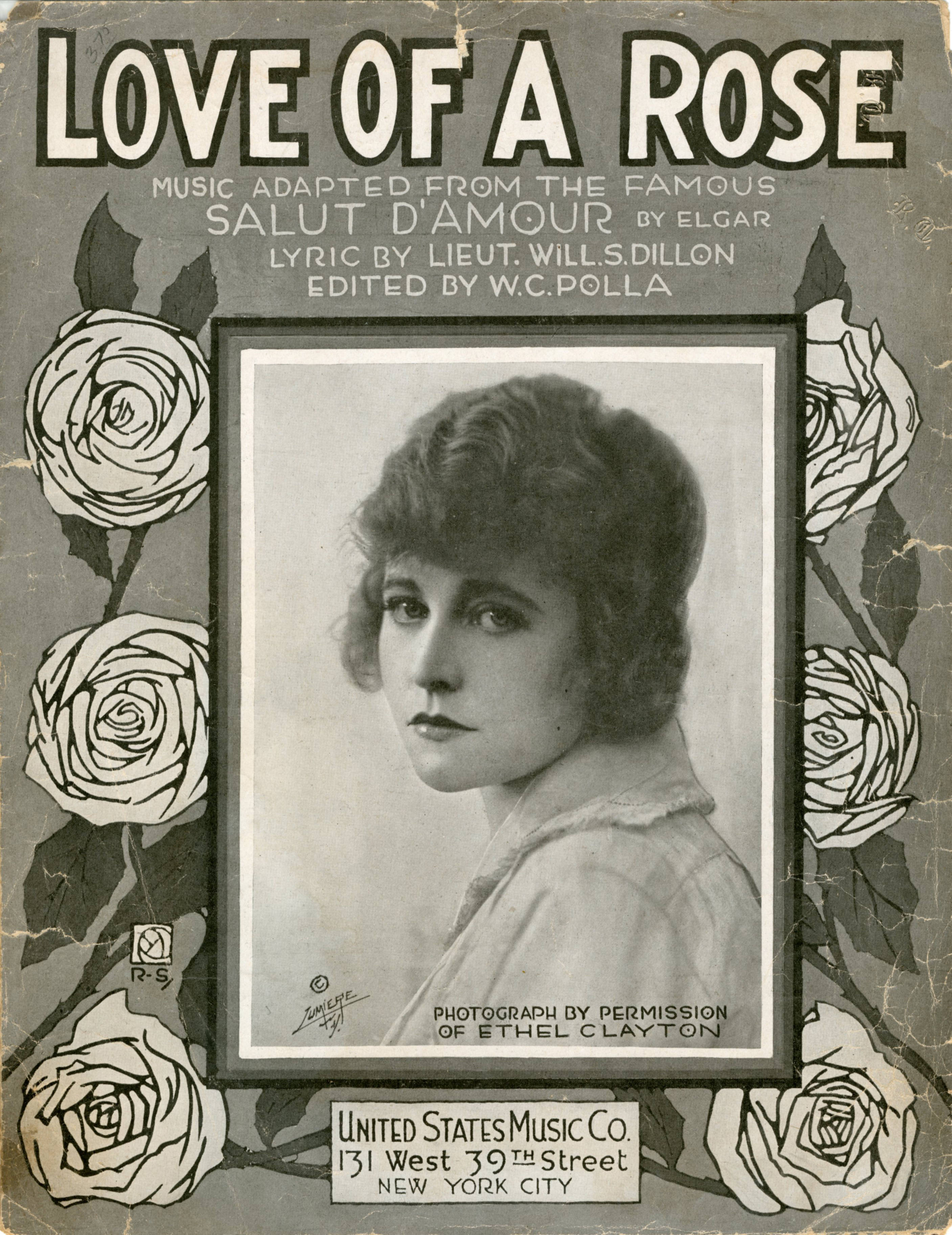 Sheet music cover - LOVE OF A ROSE (1919)