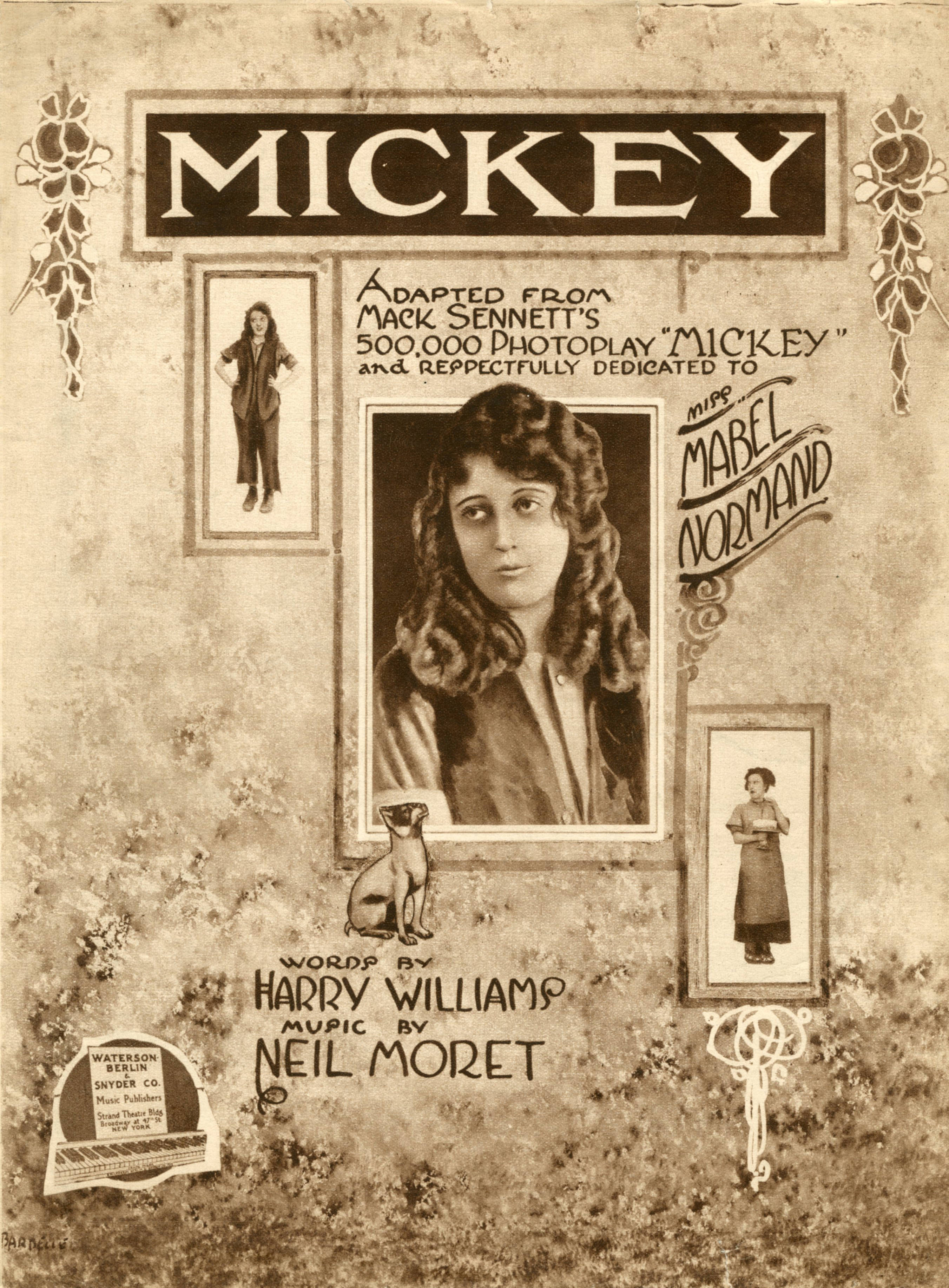 Sheet music cover - MICKEY (1918) (variant)