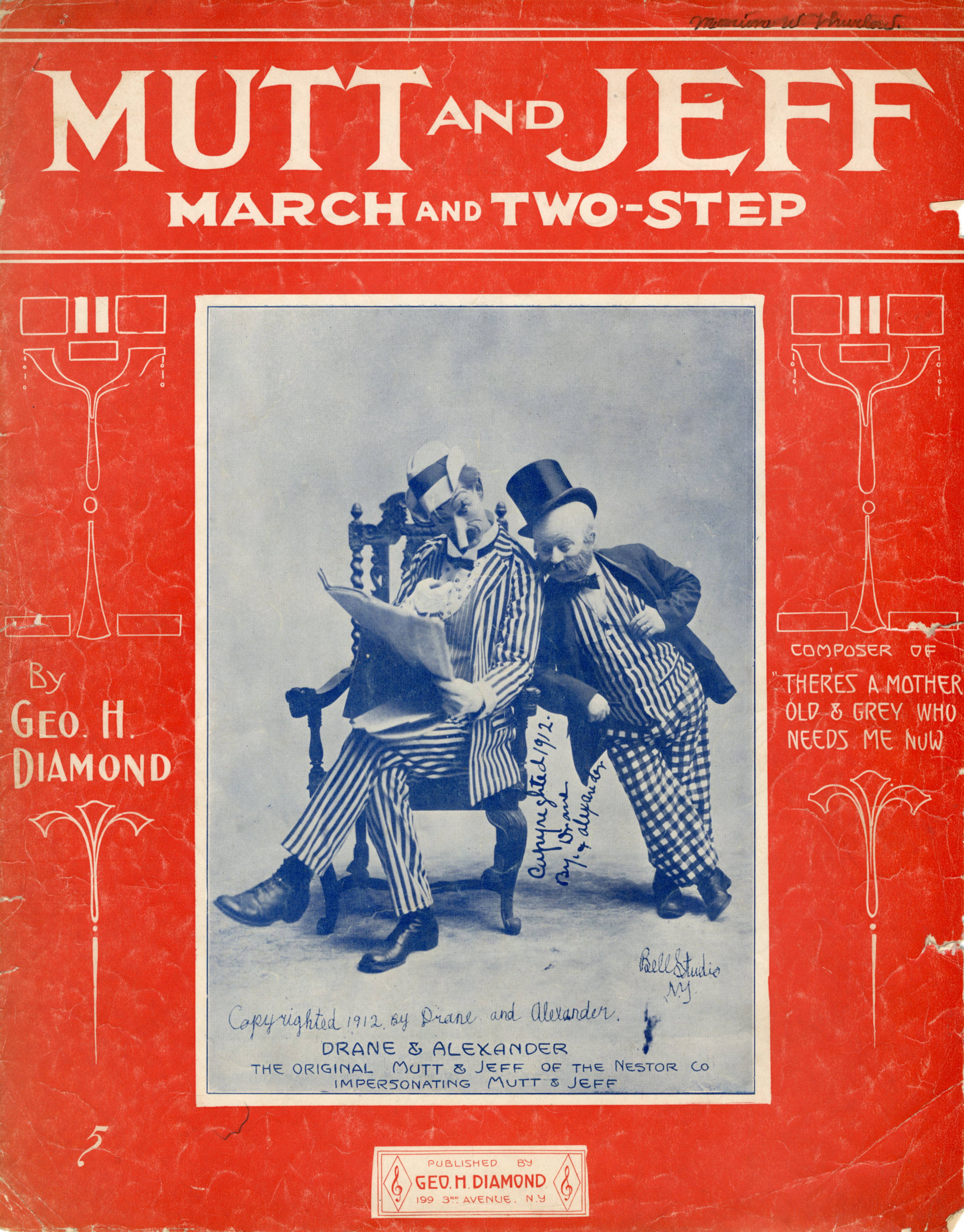 Sheet music cover - MUTT AND JEFF - MARCH AND TWO-STEP (1912)