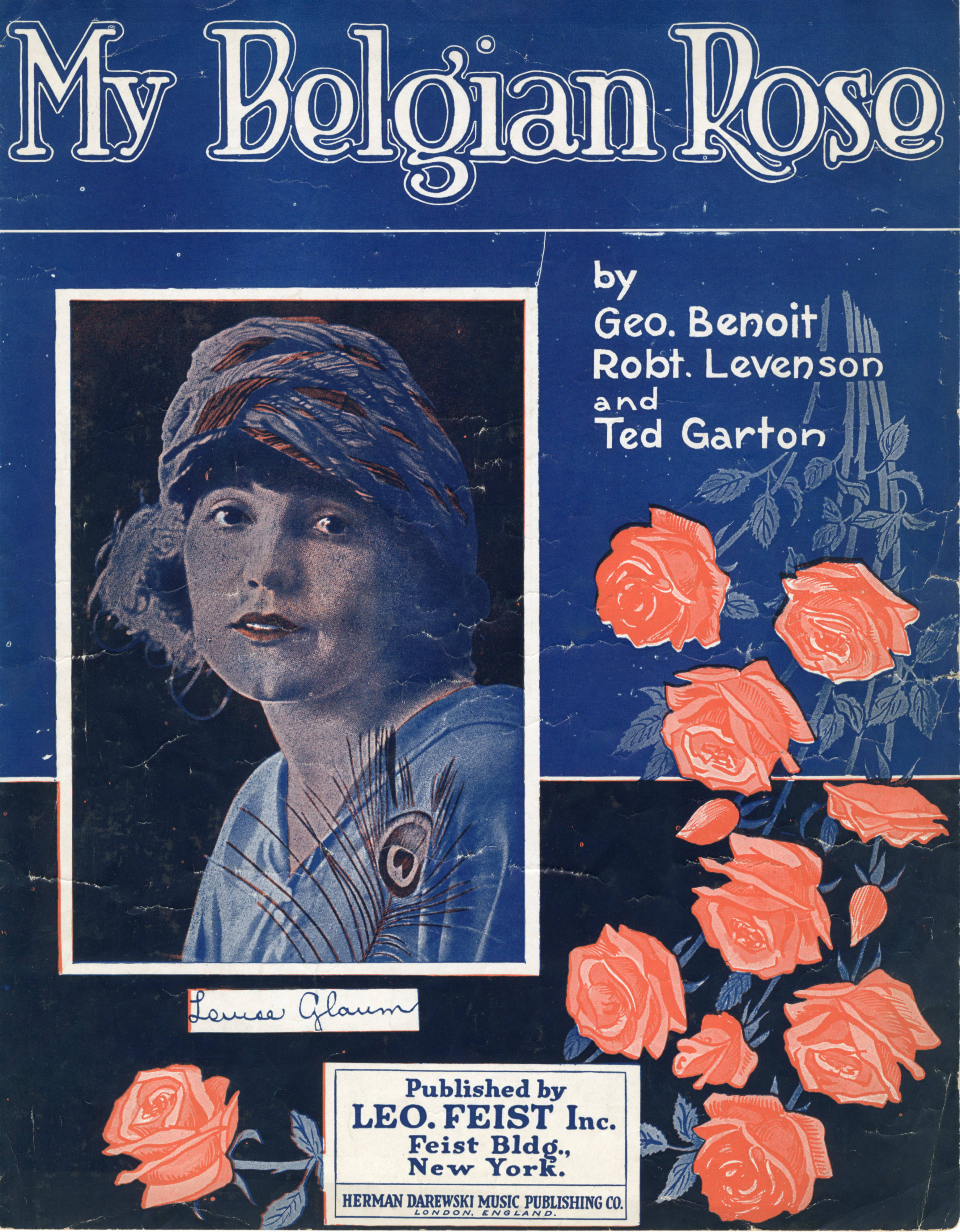 Sheet music cover - MY BELGIAN ROSE (1918)