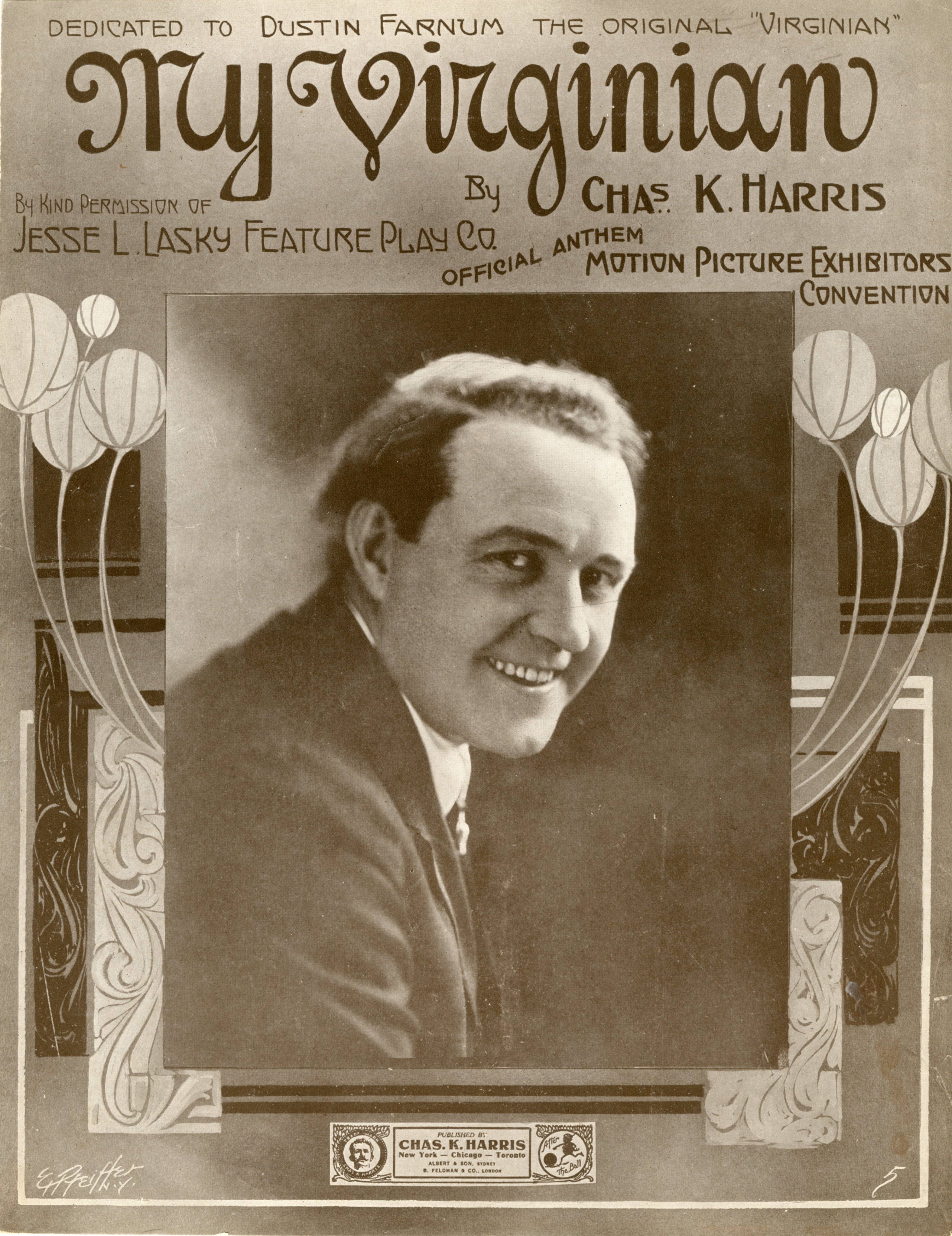 Sheet music cover - MY VIRGINIAN (1914)