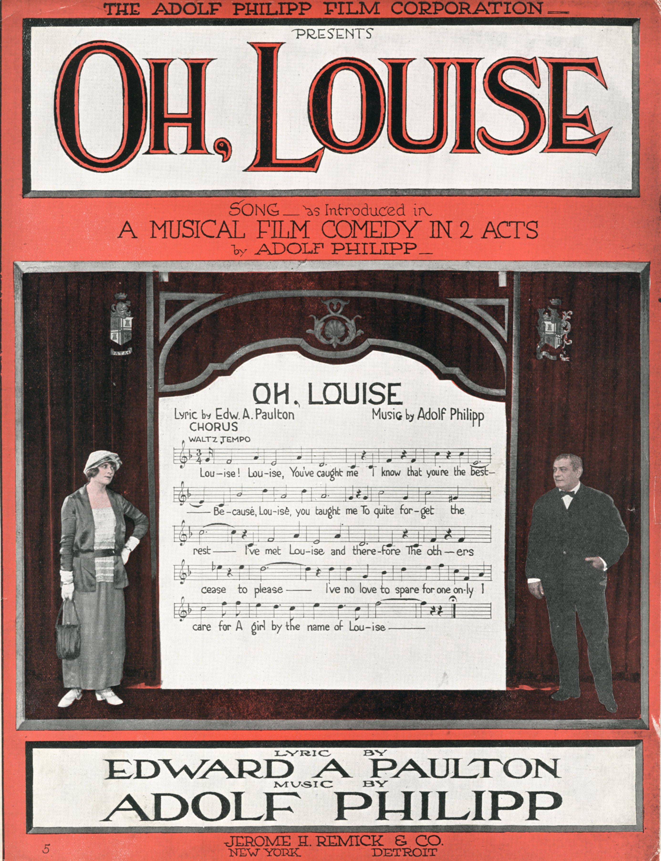 Sheet music cover - OH, LOUISE (1919)