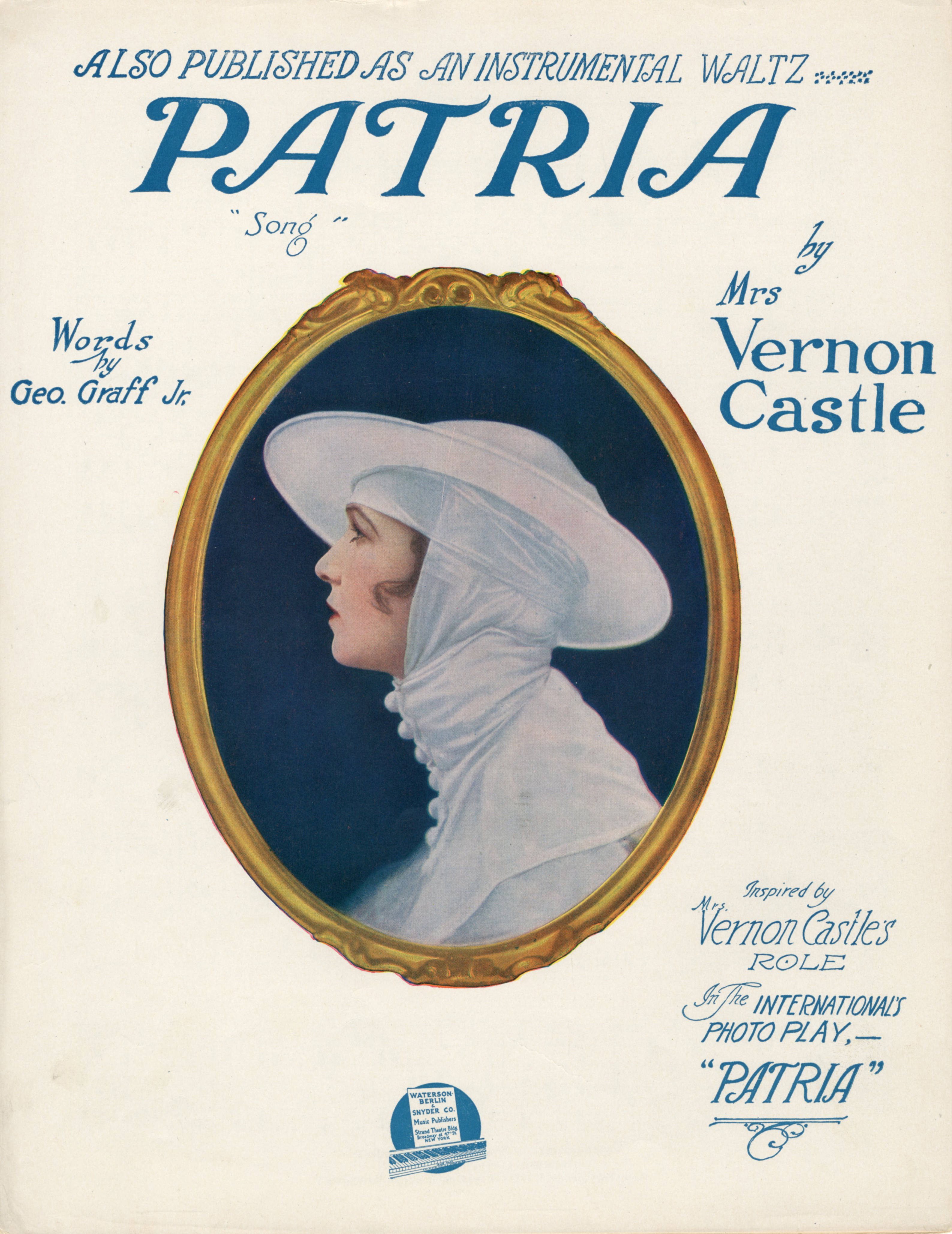 Sheet music cover - PATRIA (1917)