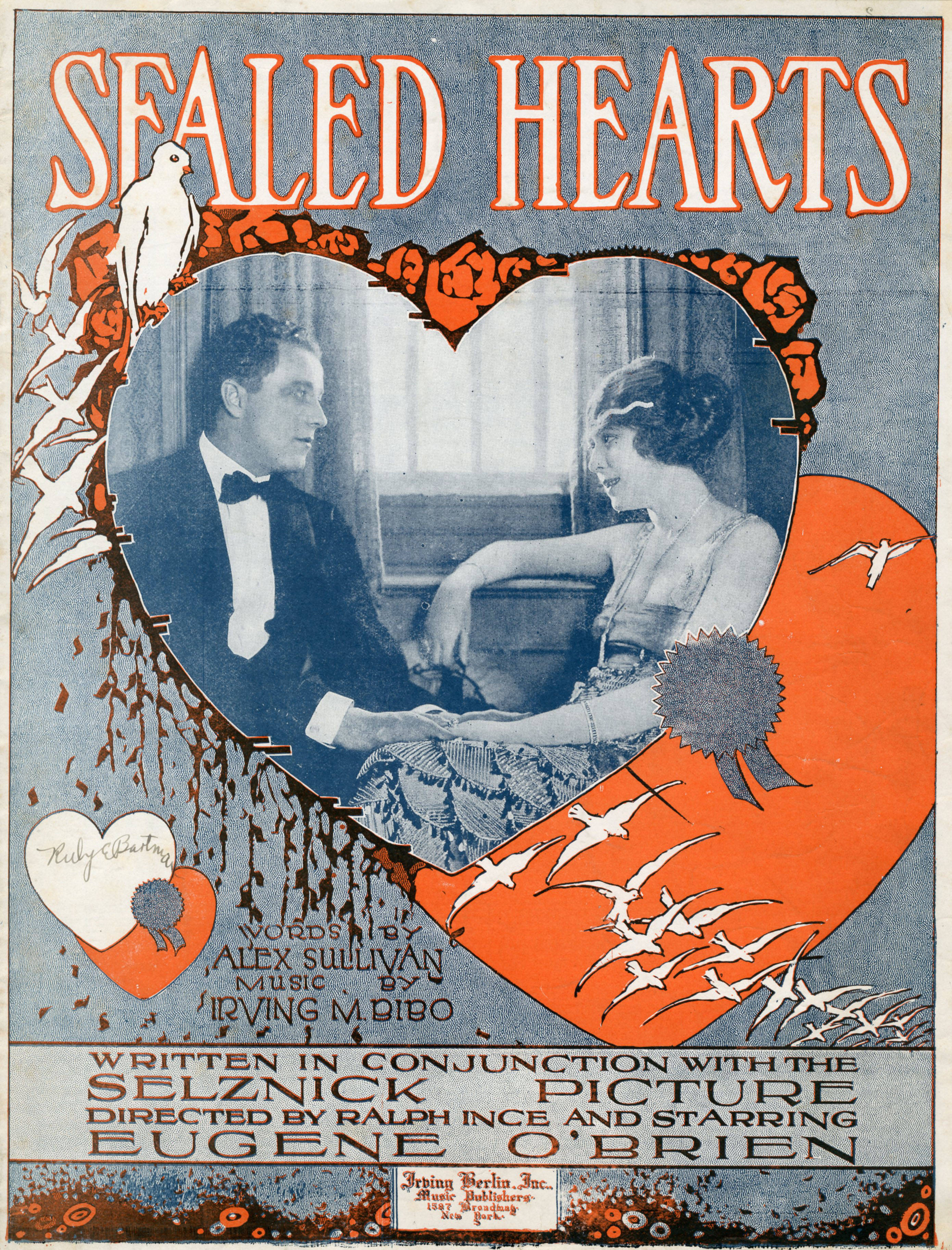 Sheet music cover - SEALED HEARTS (1919)