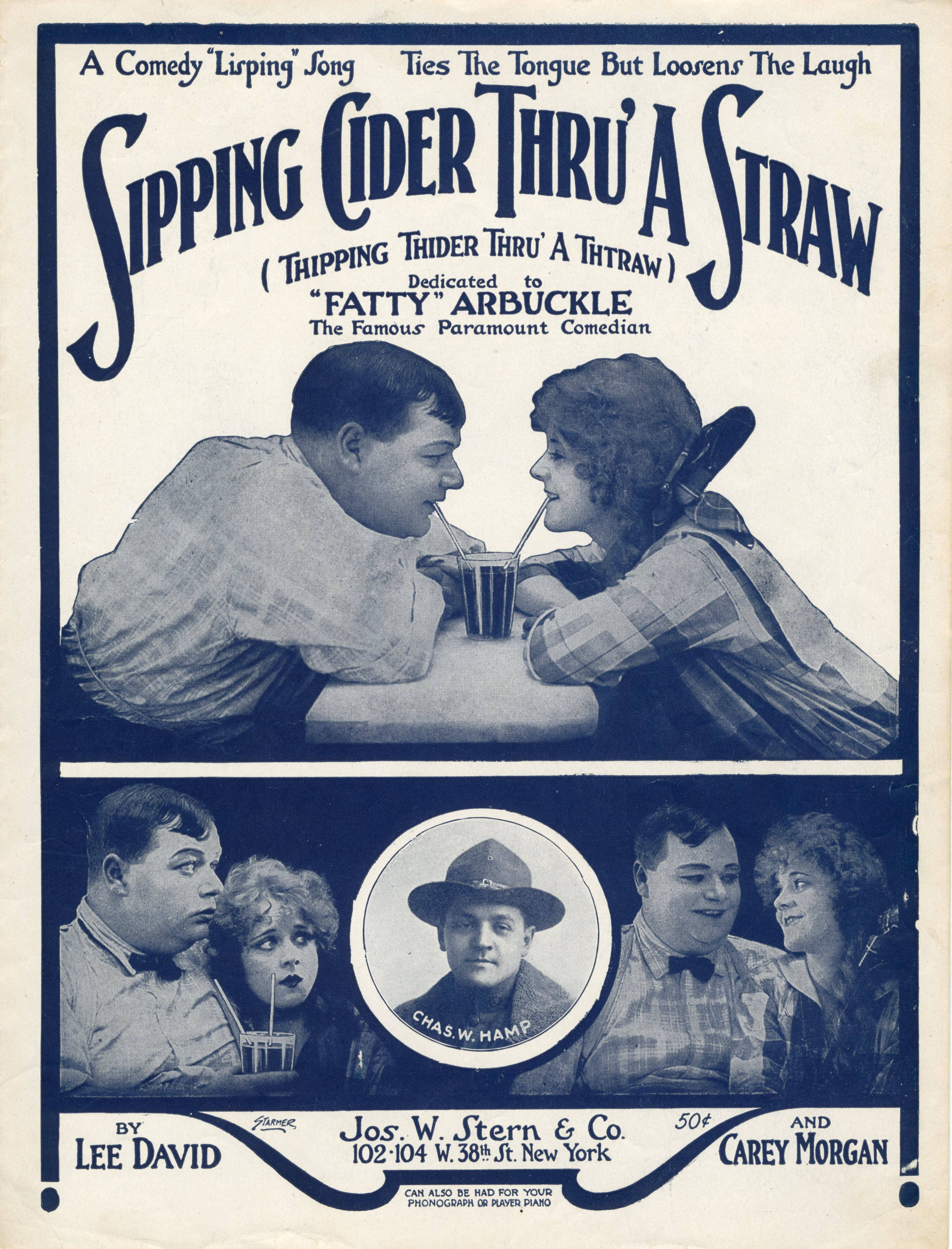 Sheet music cover - SIPPING CIDER THRU' A STRAW = THIPPING THIDER THRU' A THTRAW (1919)