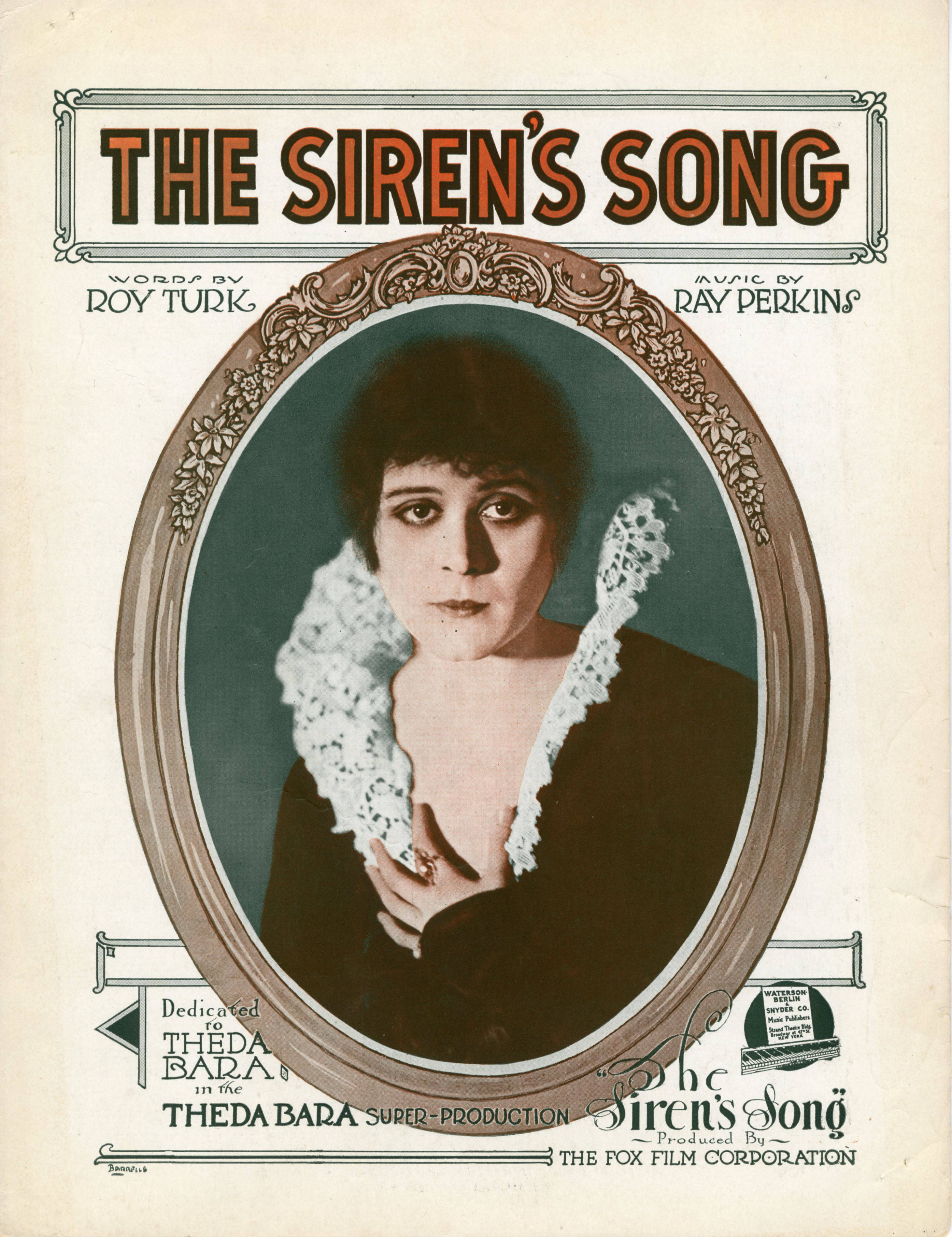 Sheet music cover - THE SIREN'S SONG (1919)