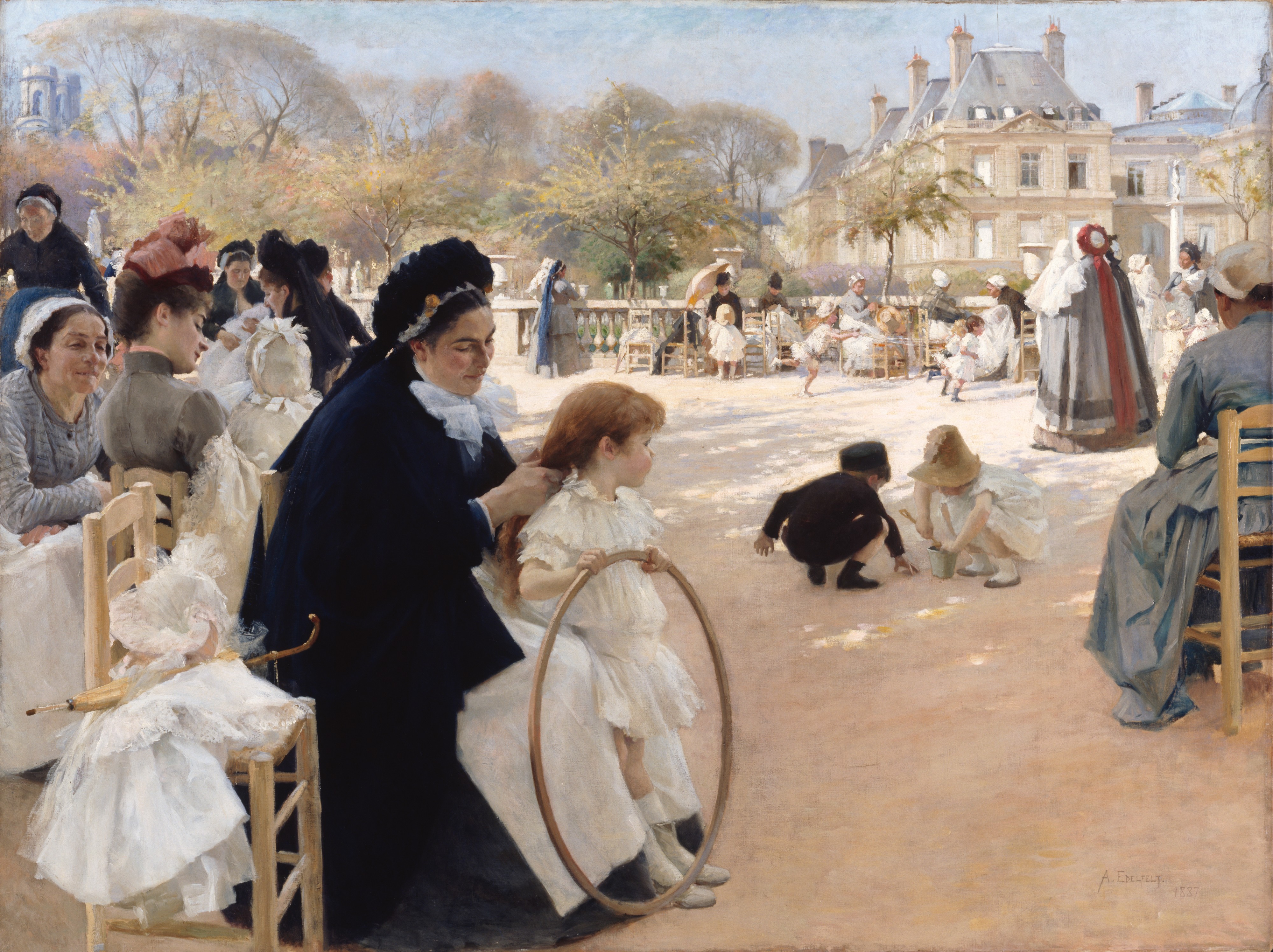 Albert Edelfelt (1854–1905)- The Luxembourg Gardens, Paris - Pariisin Luxembourgin puistossa (29614654616)
