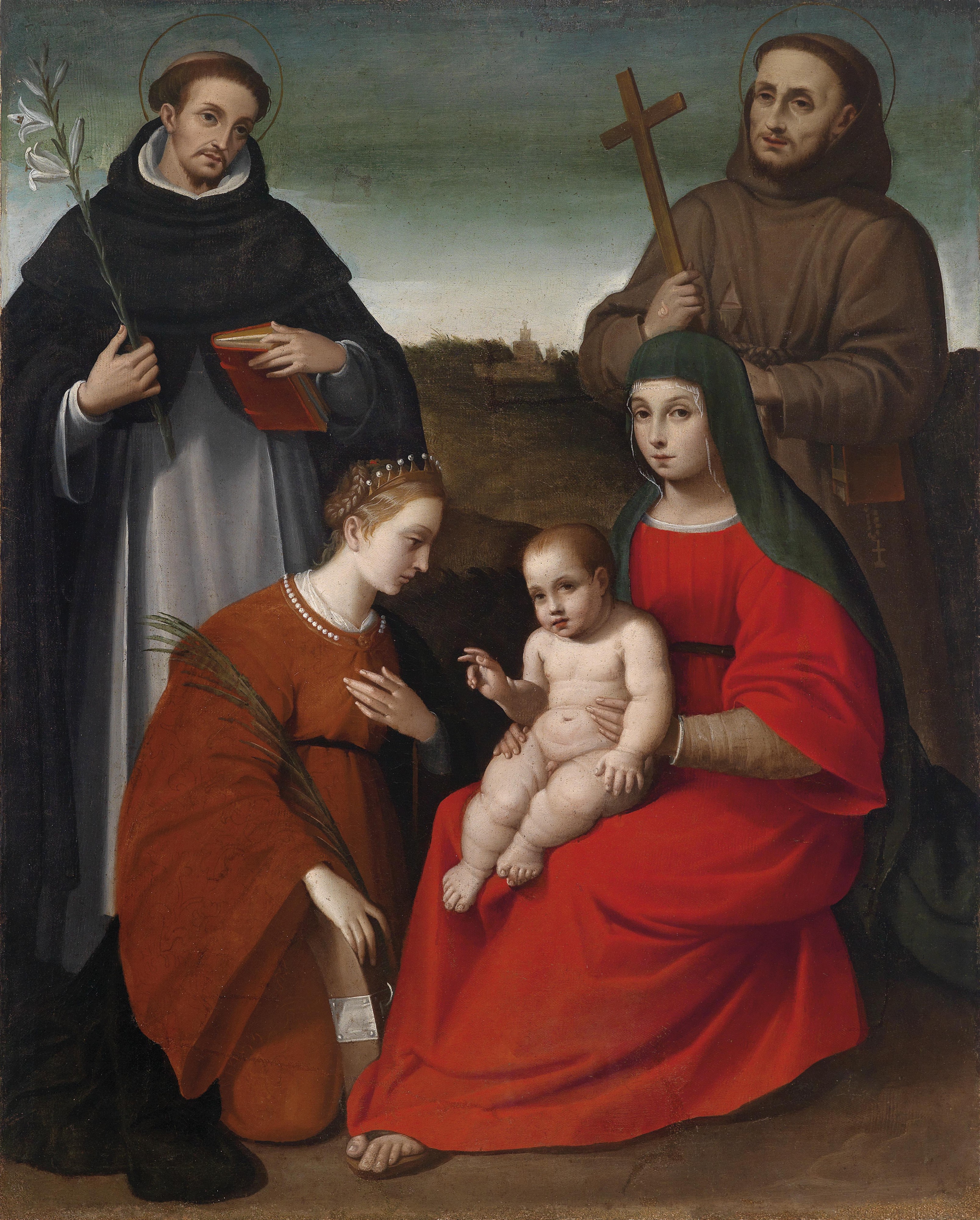 Biagio Pupini (attr) Madonna and Child with saints