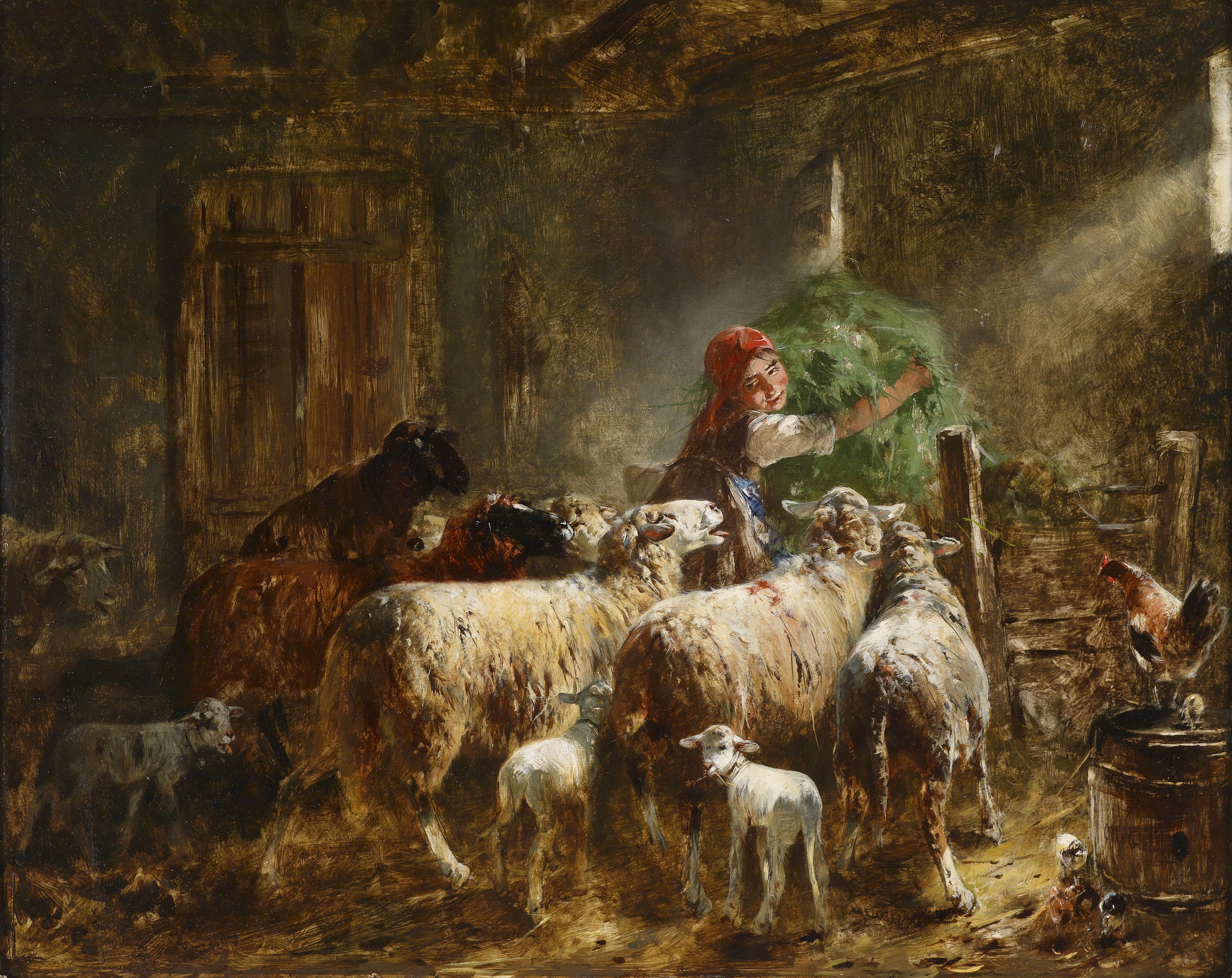 Otto Gebler Fütterung der Schafe