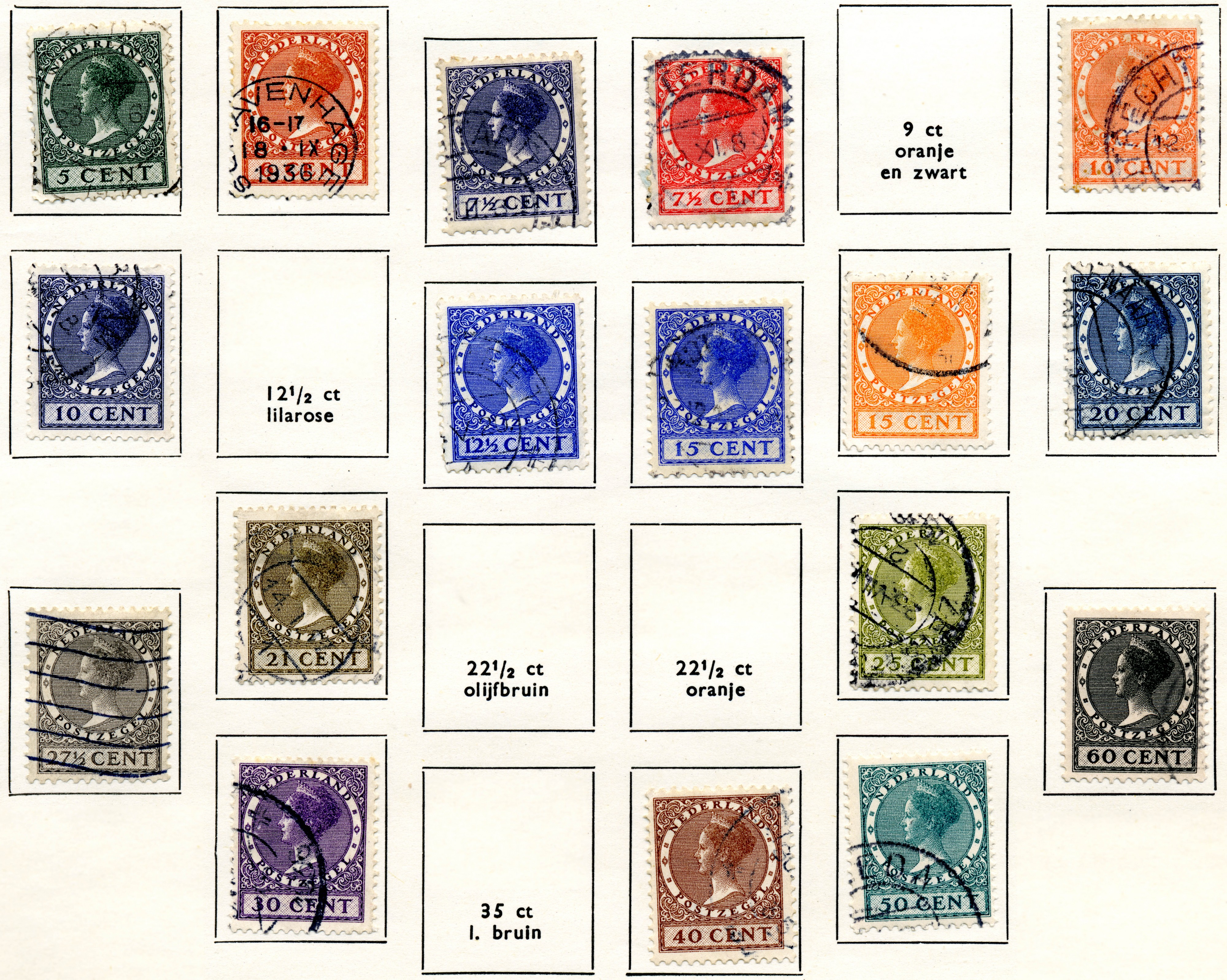 Postzegel 1926-39 mw 5-50 cent