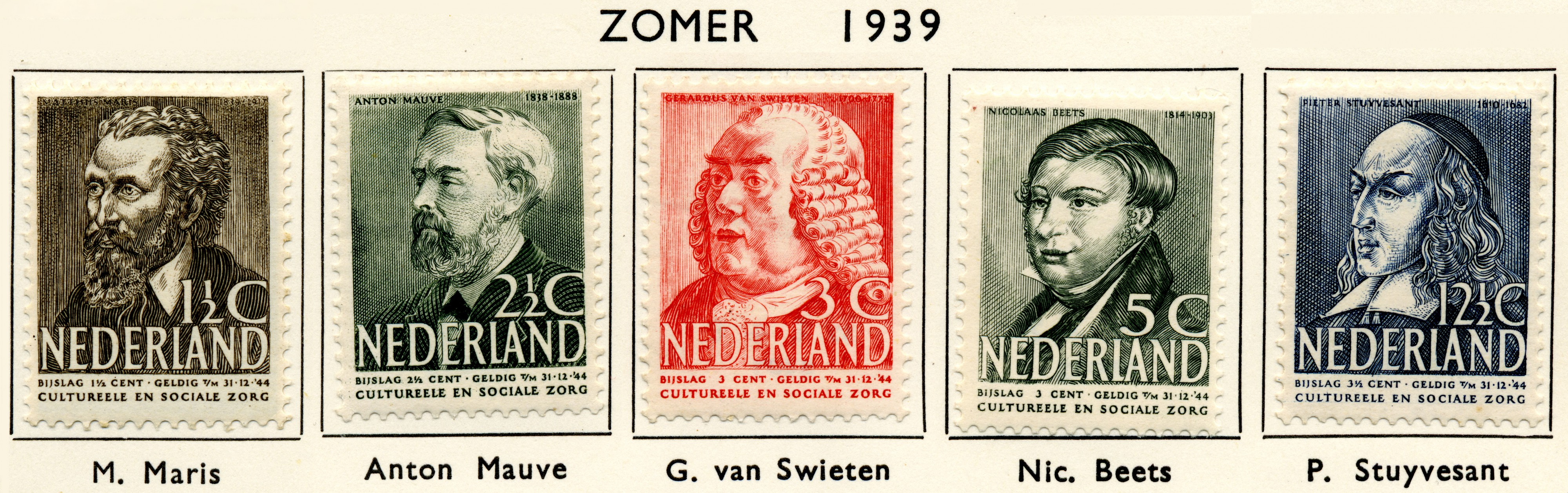 Postzegel NL 1939 nr318-322