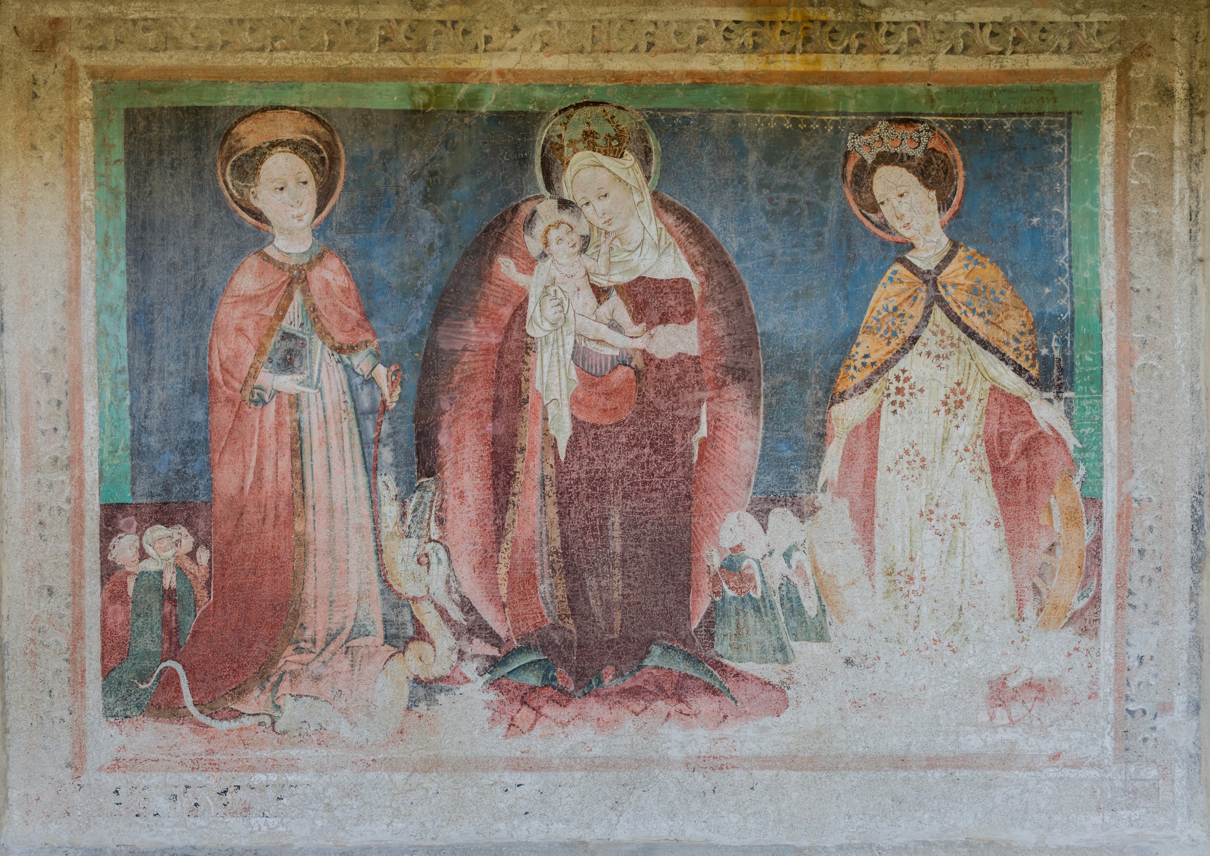 Strassburg Lieding Pfarrkirche Chorschraege aussen got Wandmalerei 15042015 1976