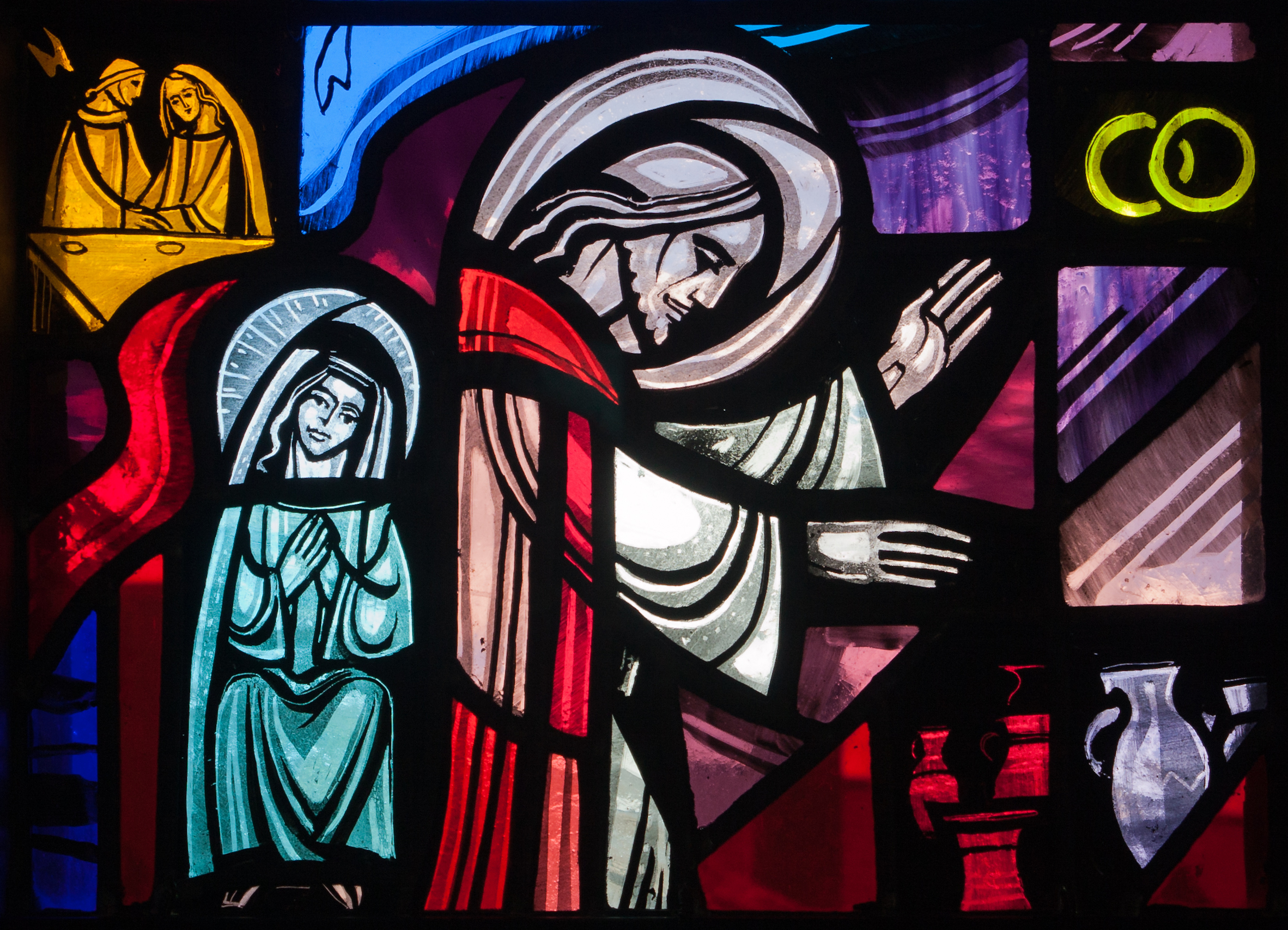 Tullow Church of the Most Holy Rosary South Transept Window Mysteries of Light and Pope John Paul II Detail Wedding Feast of Cana 2013 09 06
