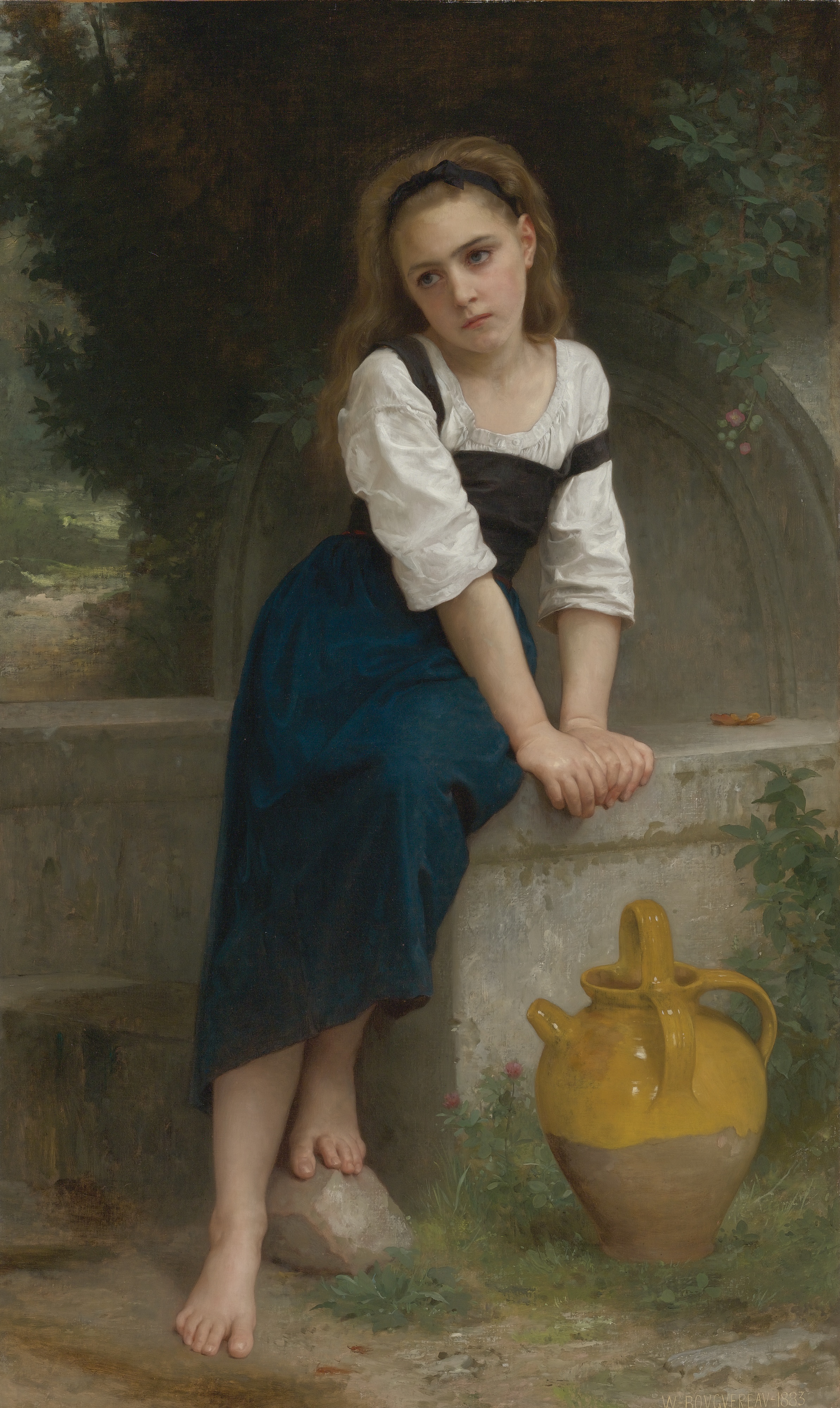 William-Adolphe Bouguereau (1825-1905) - Orphan by the Fountain (1883)